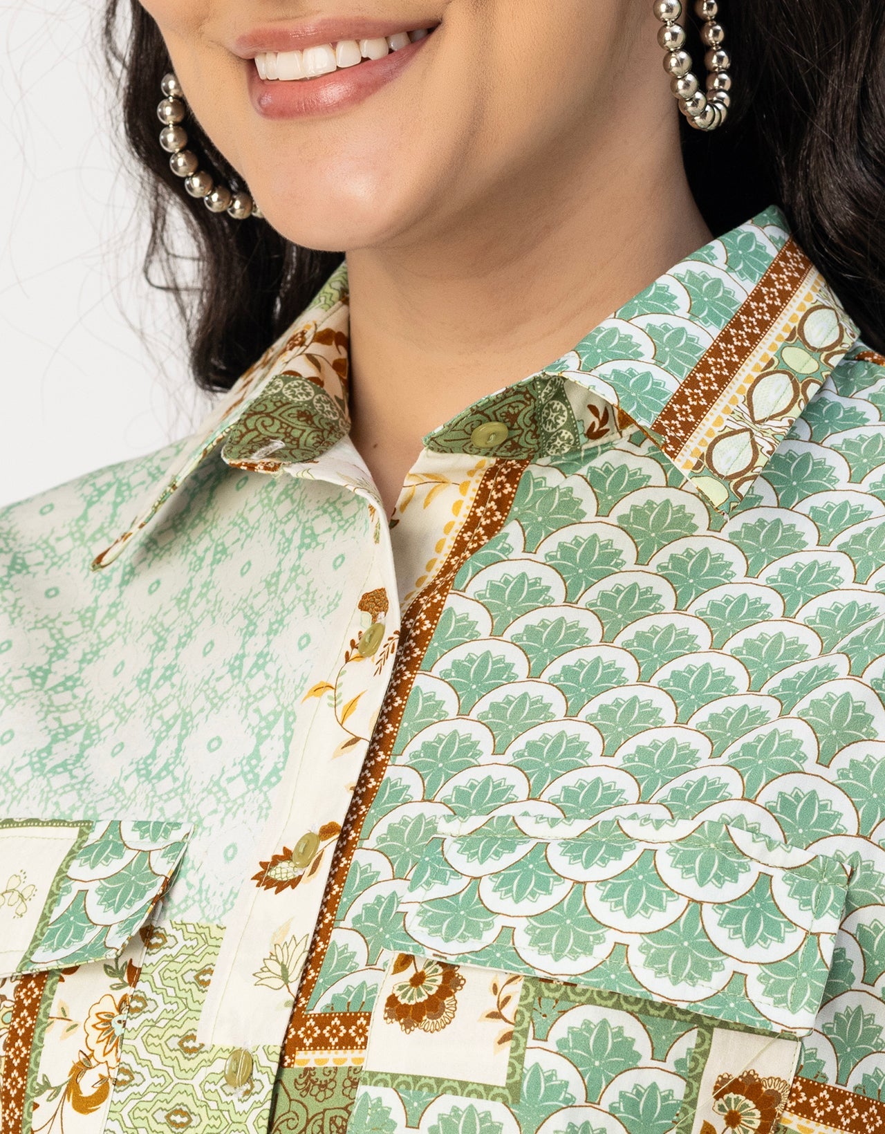 Long Sleeve Spread Collar Shirt Cotton Dress