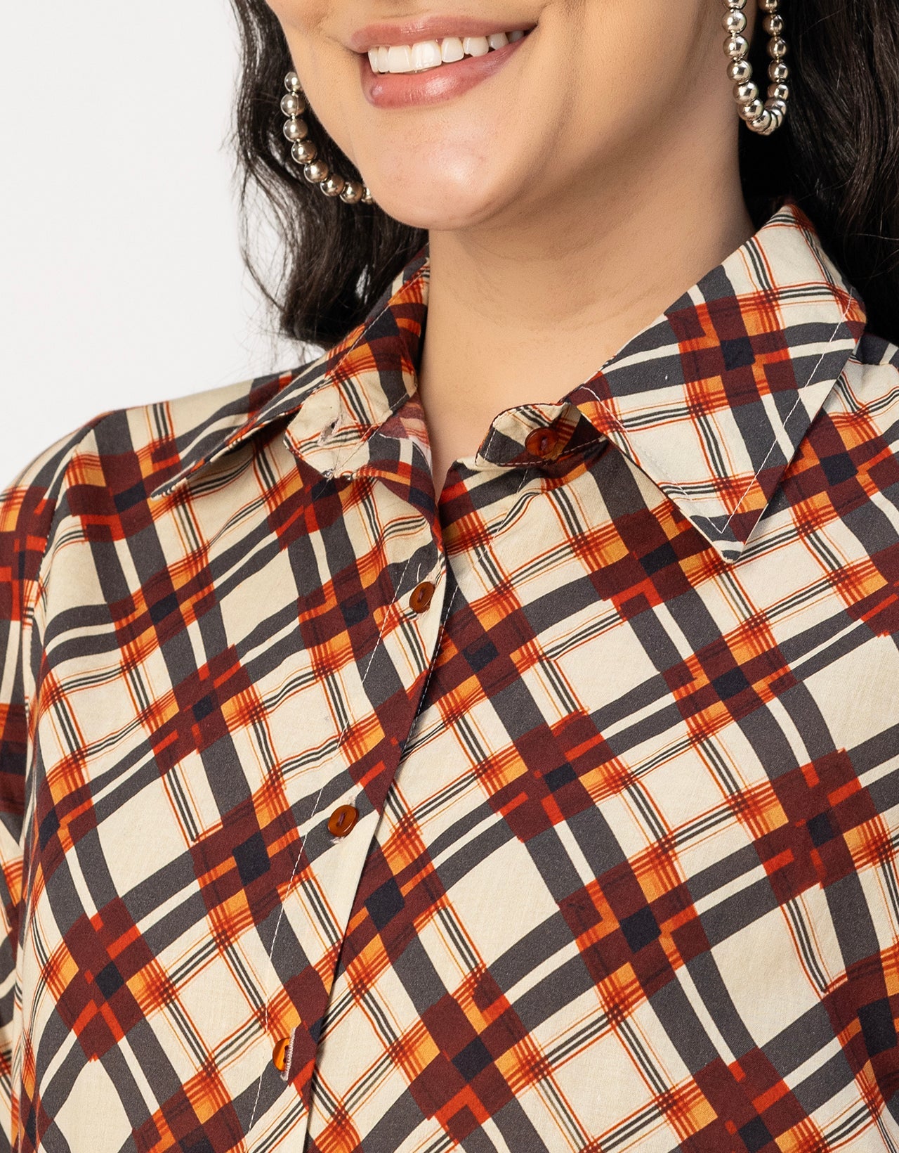 Short Sleeve Spread Collar Cotton Dress