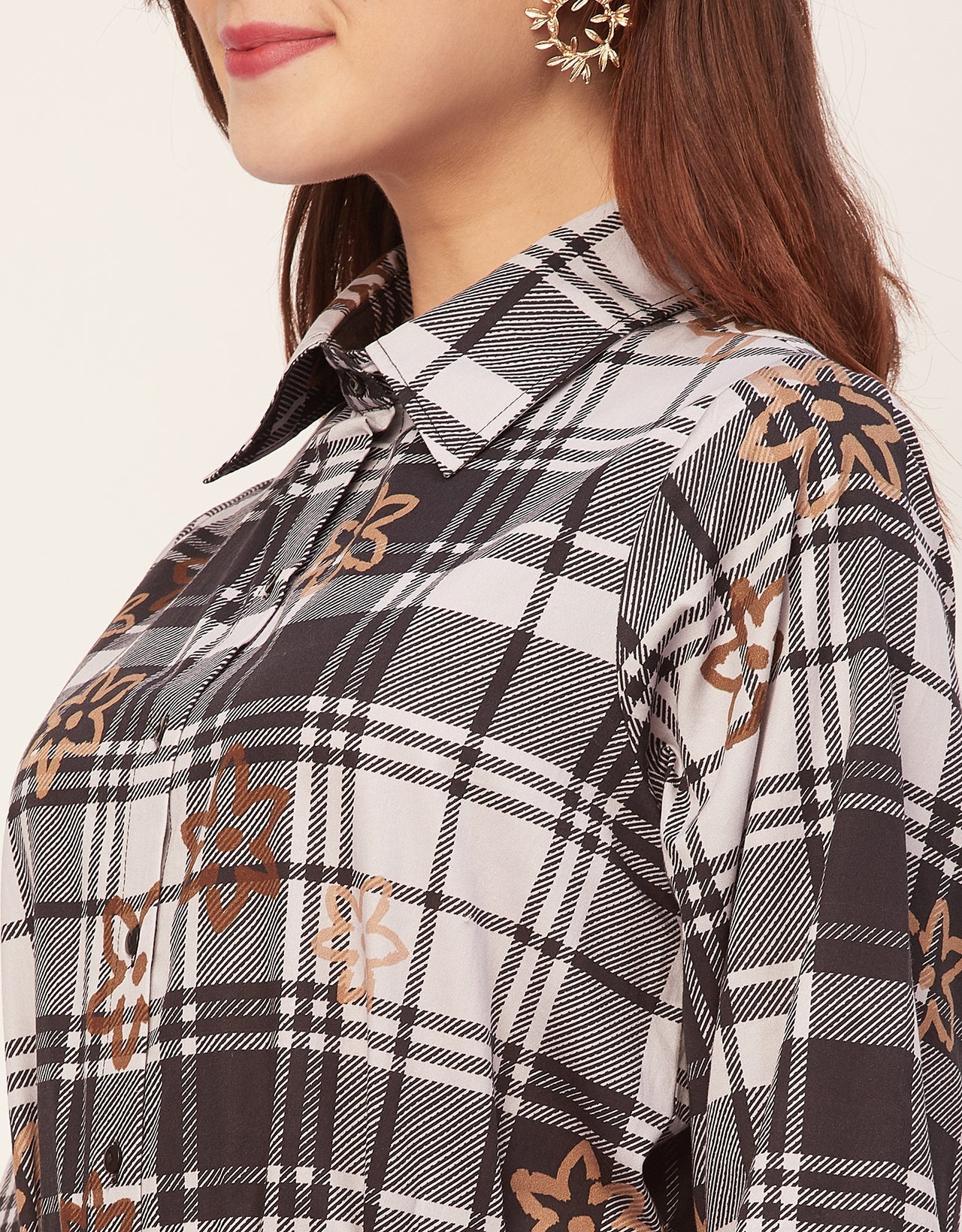 Bishop Sleeves Spread Collar Cotton Dress