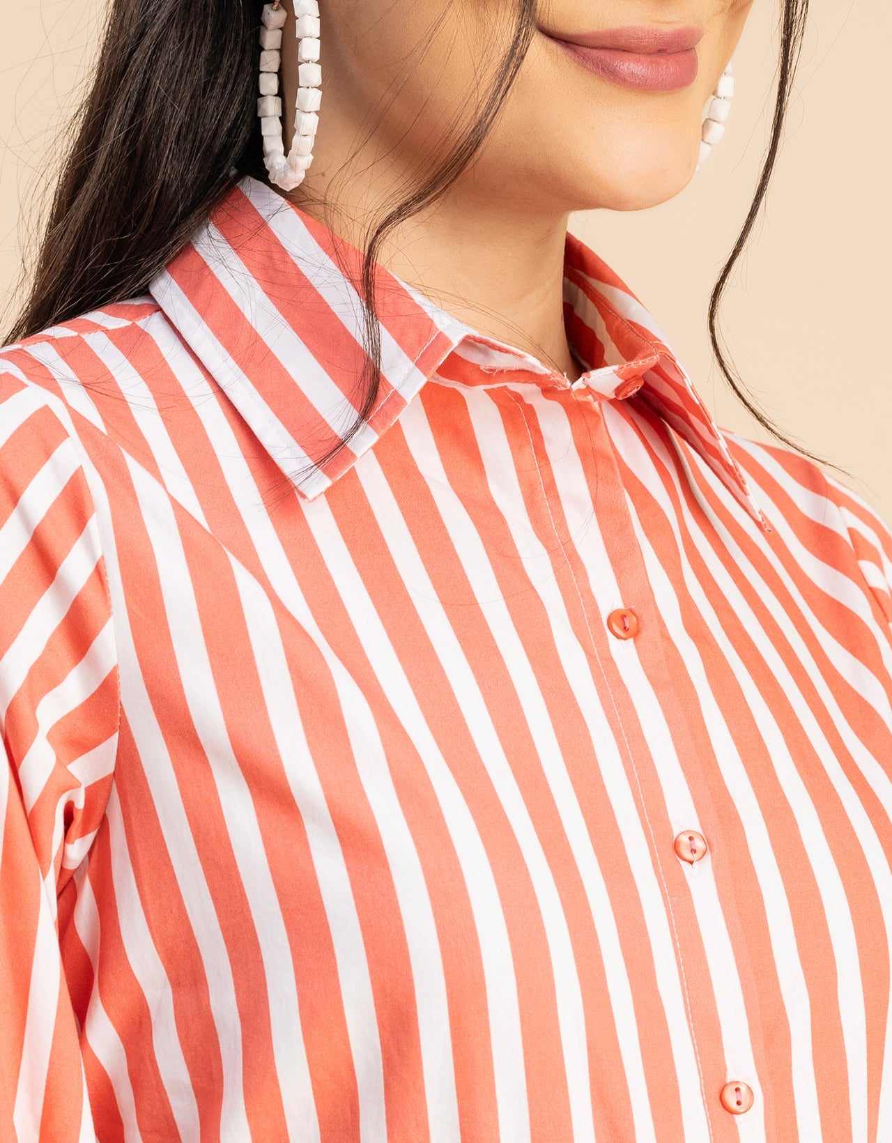 Bishop Sleeves Spread Collar Cotton Dress