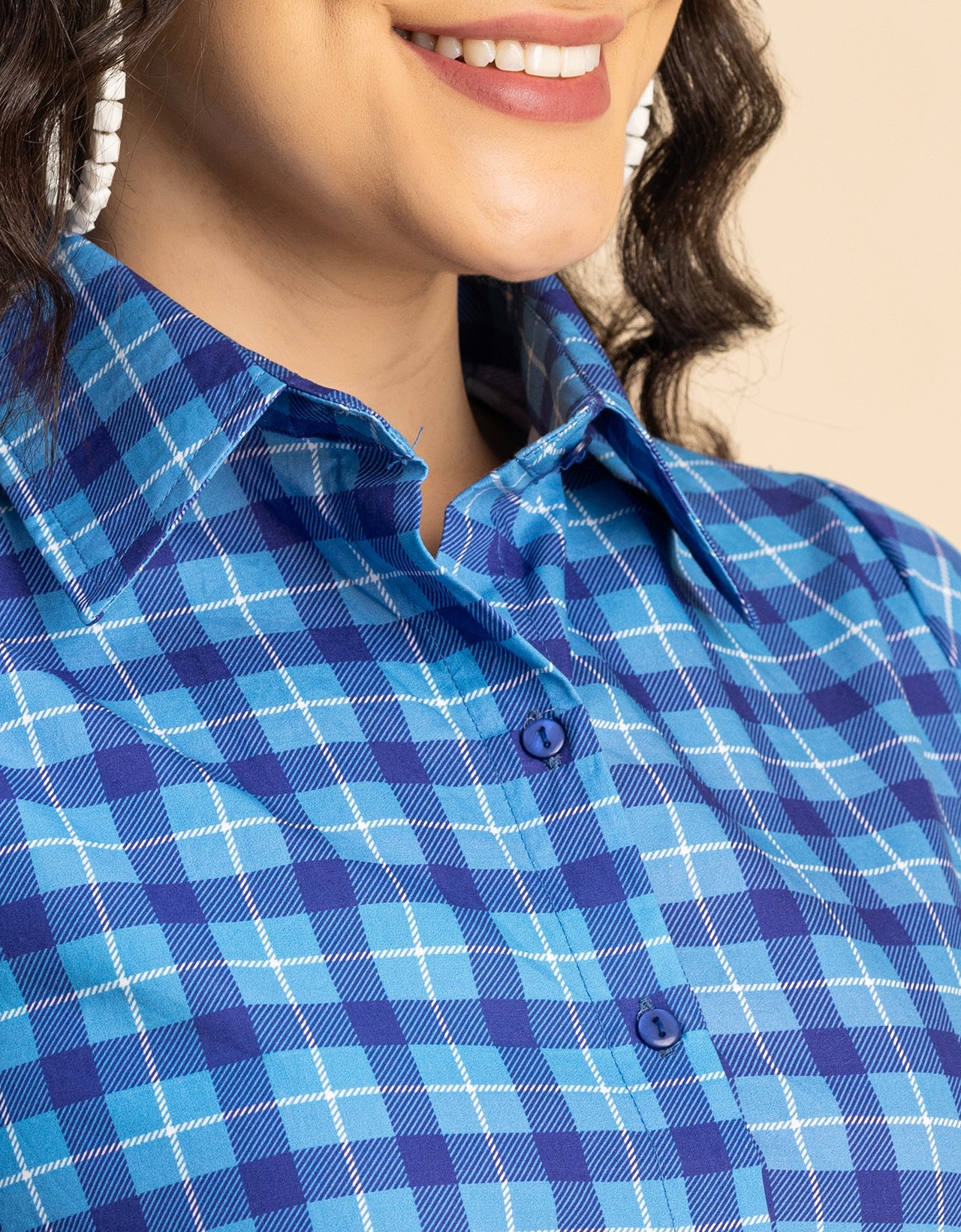 Bishop Sleeves Spread Collar Cotton Dress
