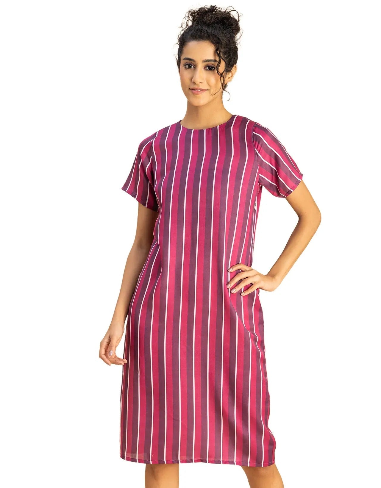 Short Sleeve Round Neck Printed Dress