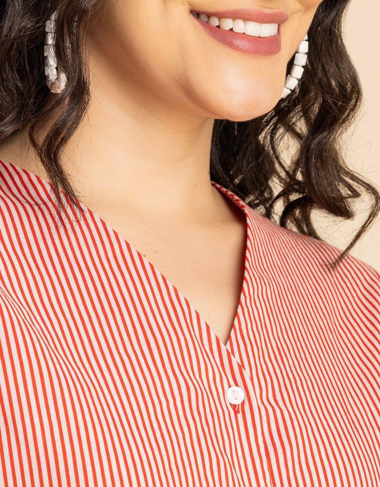 Short Sleeve V Neck A-Line Cotton Dress