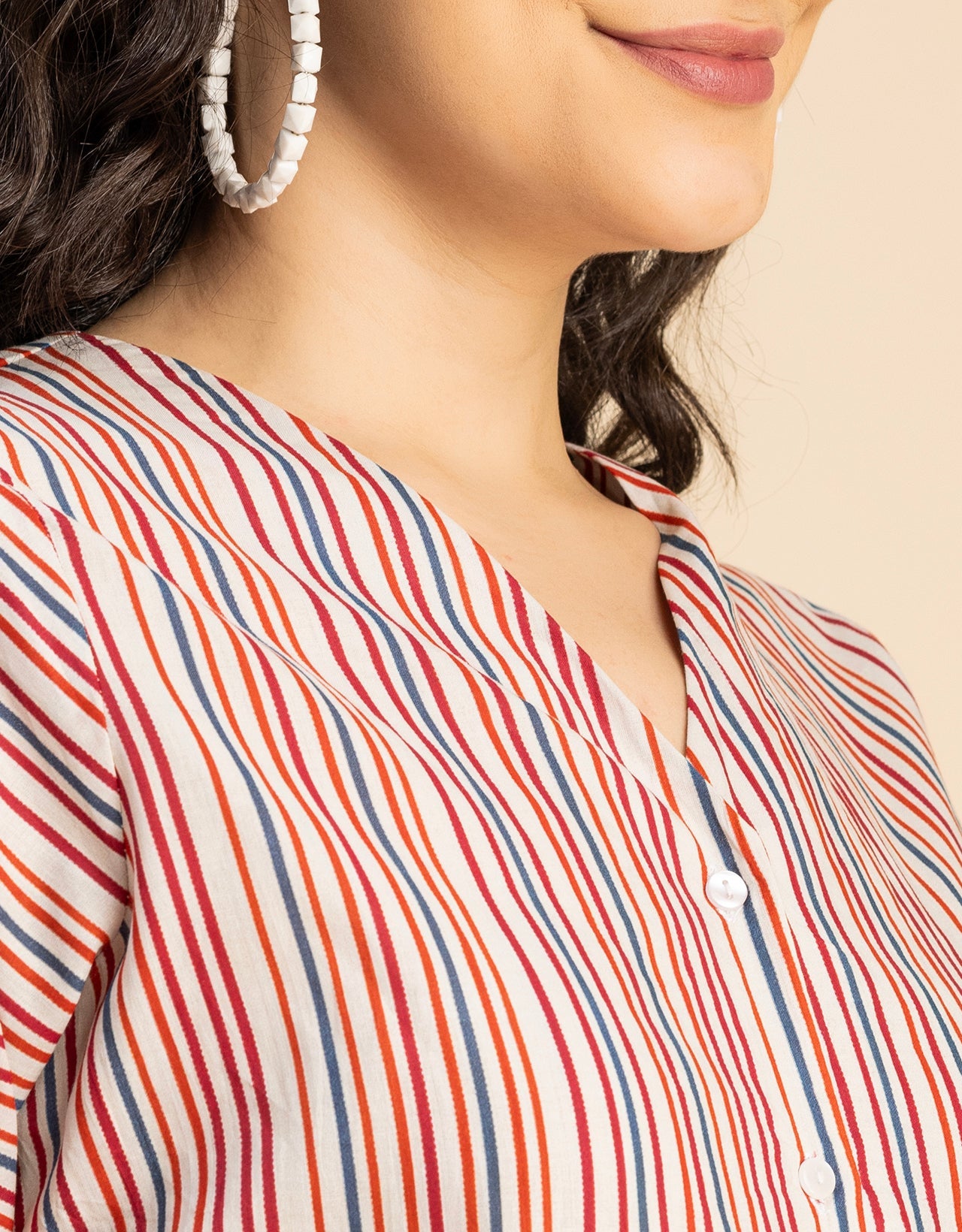Short Sleeve V Neck A-Line Cotton Dress
