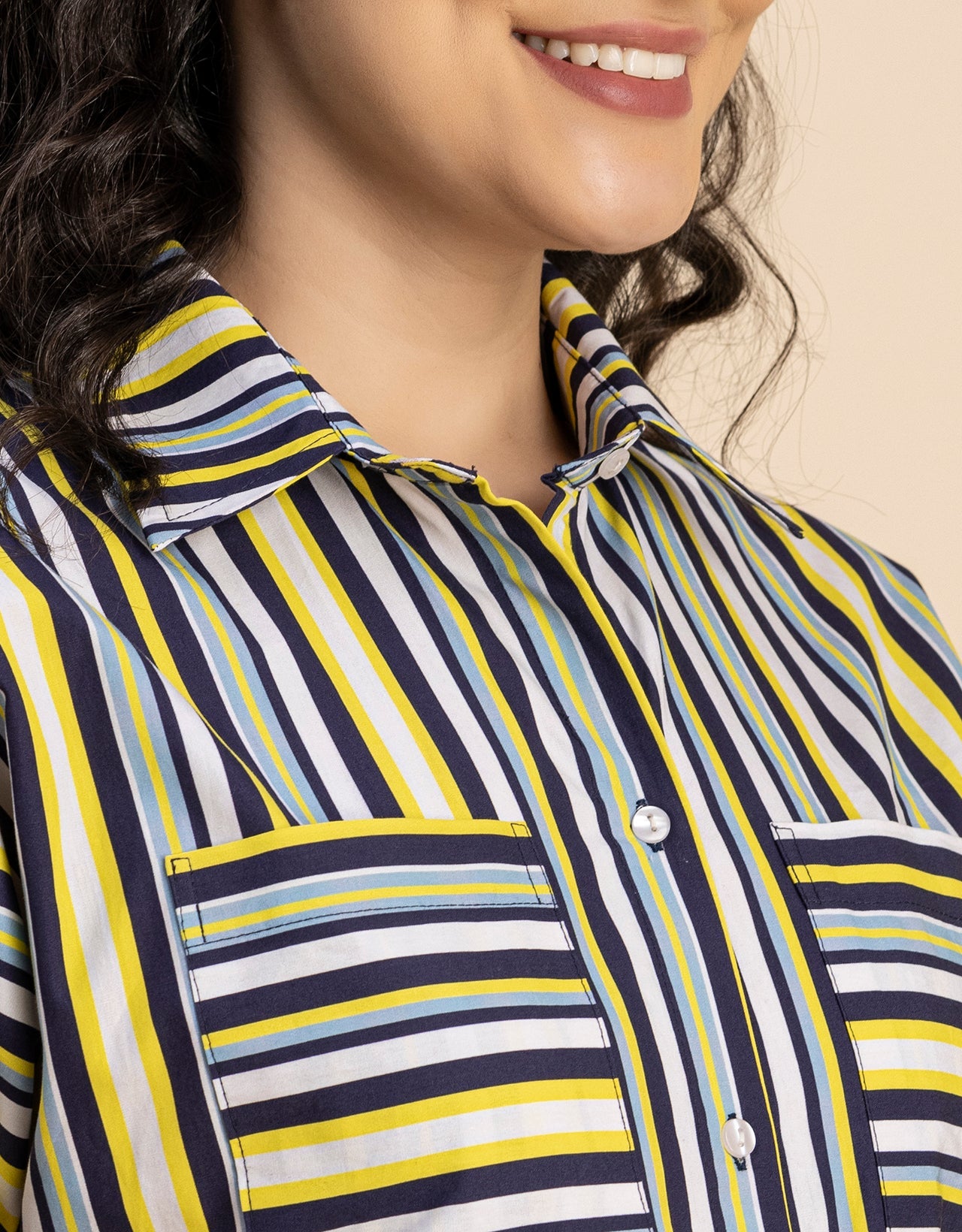 Short Sleeve Spread Collar Cotton Dress