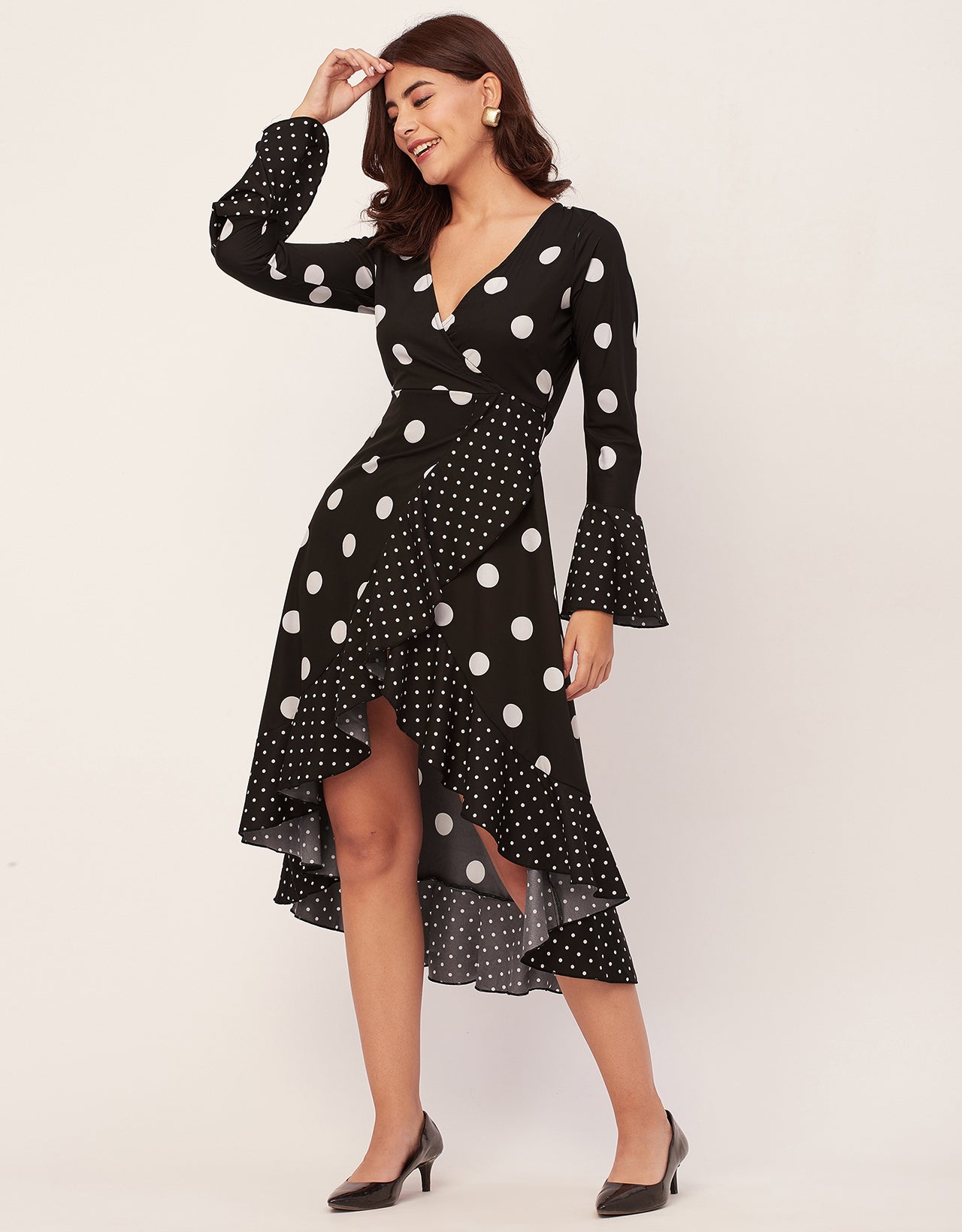 Elegant Printed Wrap Dress - Evening Party Wear