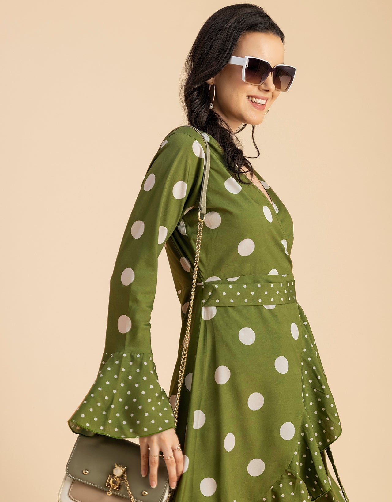 Elegant Printed Wrap Dress - Evening Party Wear