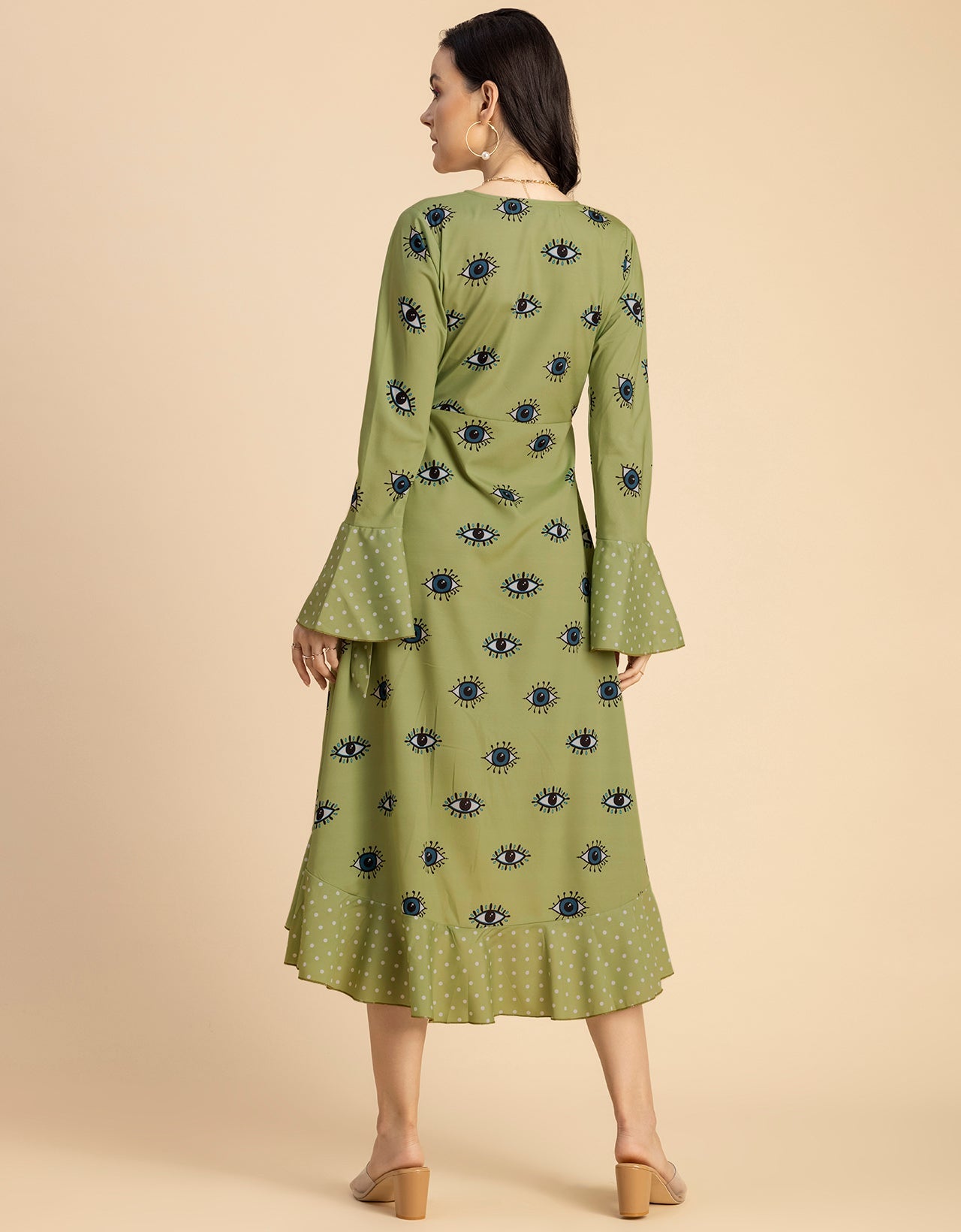 Elegant Printed Wrap Dress - Evening Party Wear