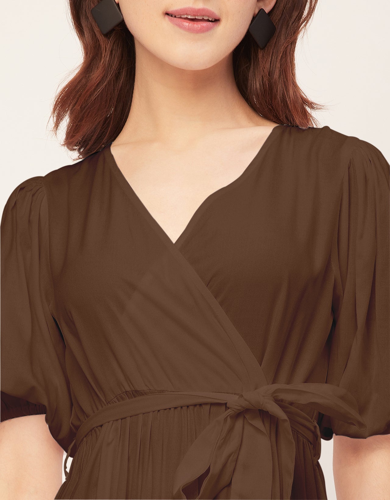 Short Sleeve V Neck Solid Rayon Dress