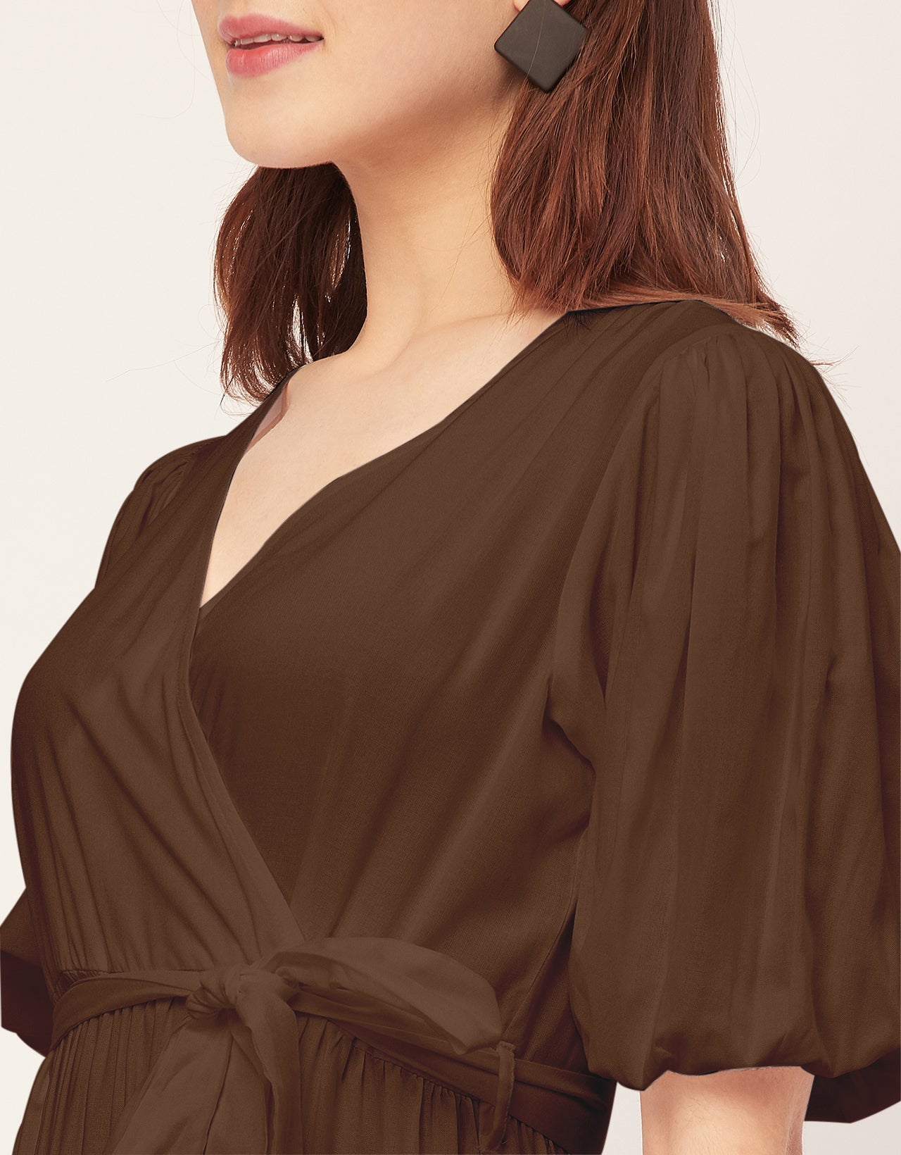 Short Sleeve V Neck Solid Rayon Dress