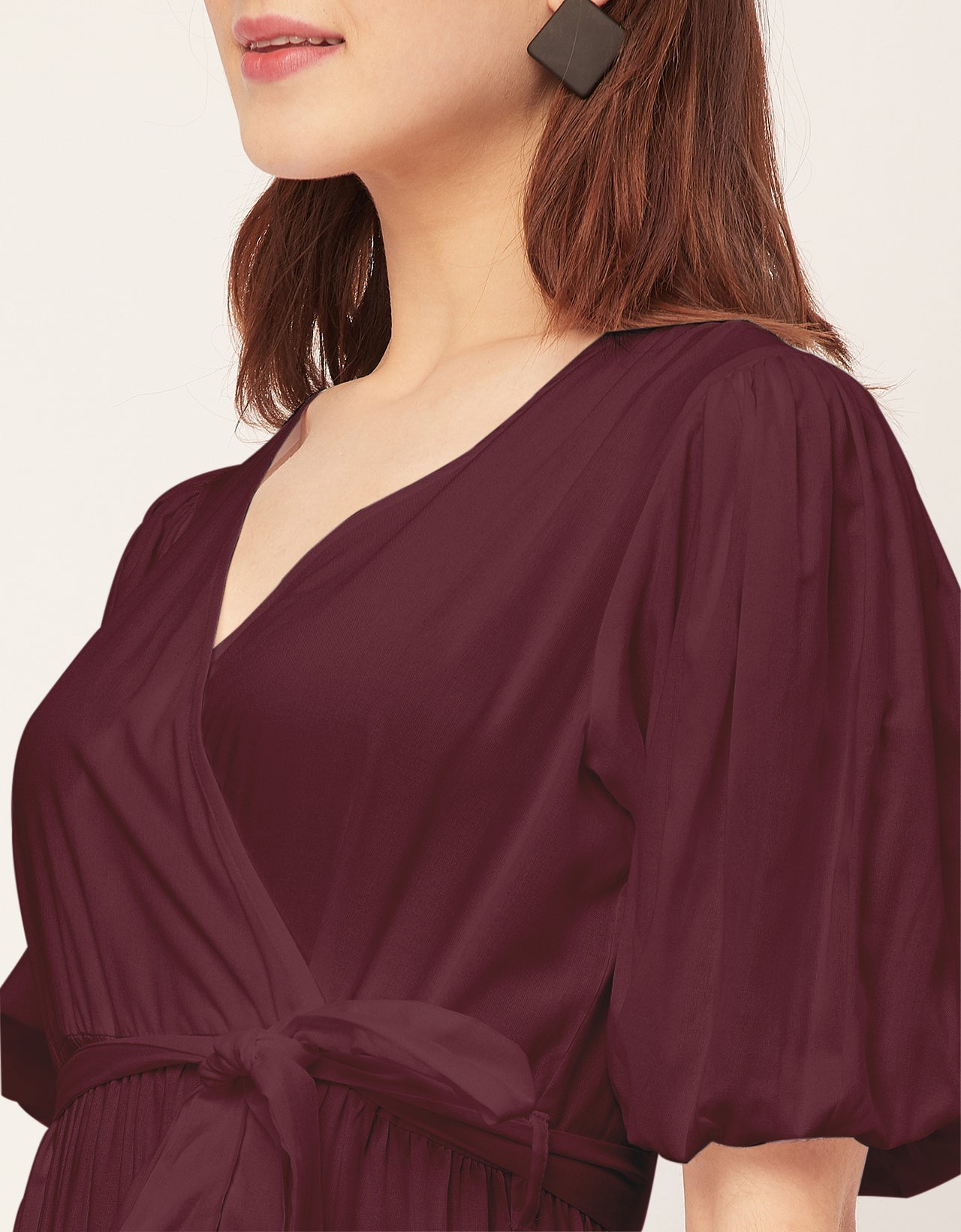 Short Sleeve V Neck Solid Rayon Dress