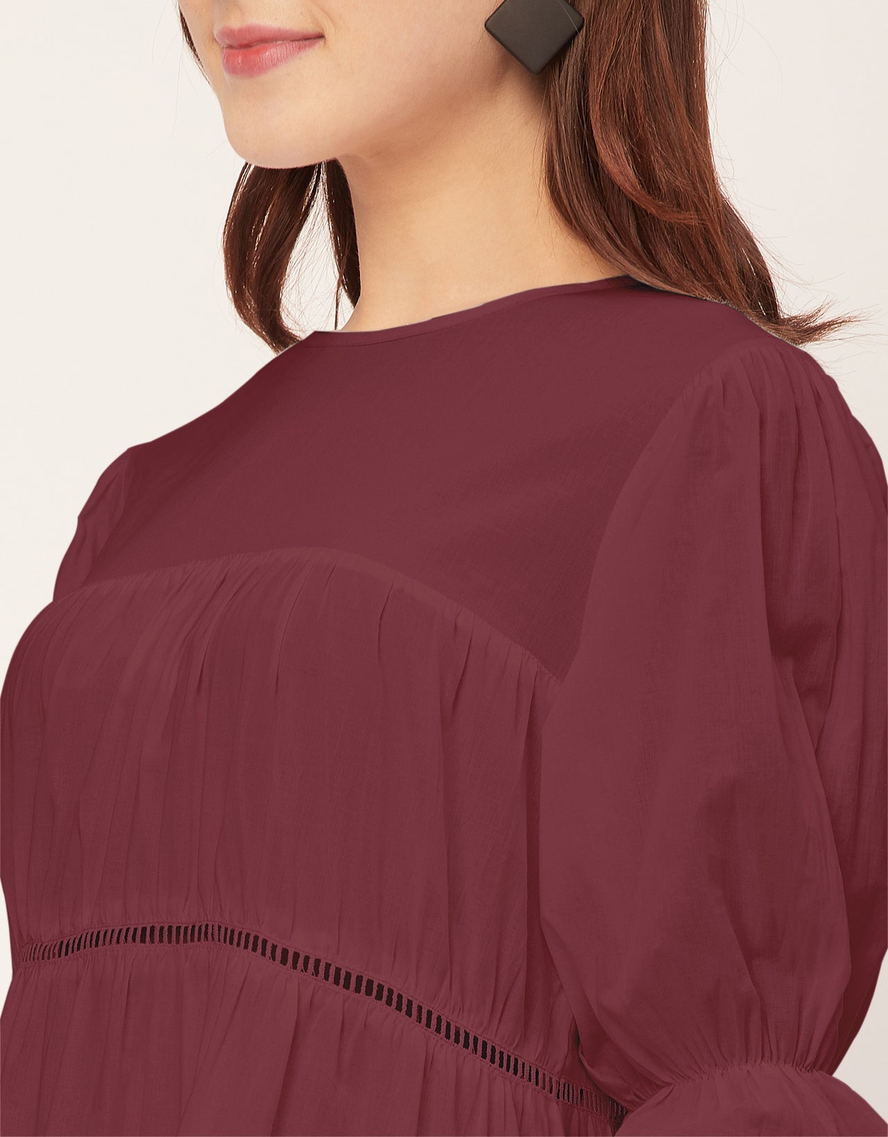 Short Sleeves Round Neck Tiered Cotton Dress