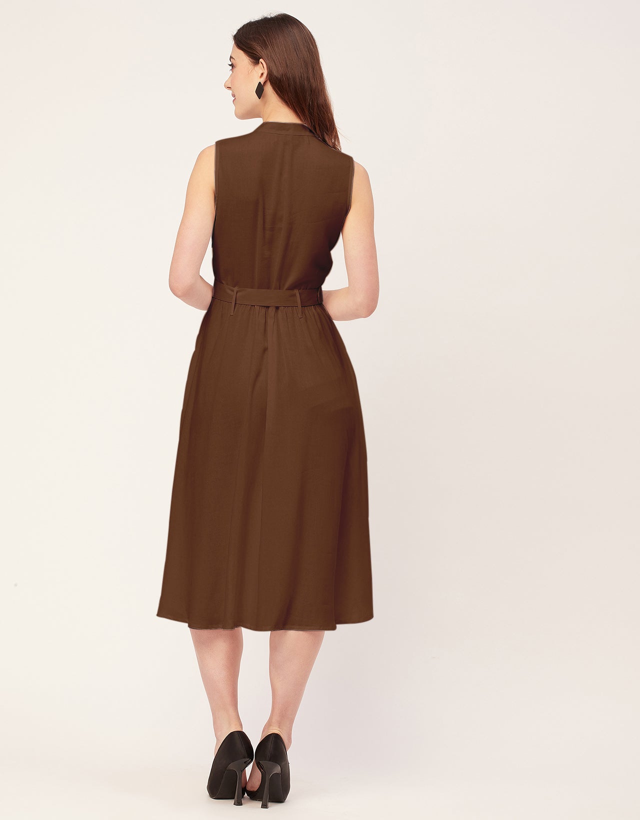 Sleeveless Mandarin Collar Rayon Dress