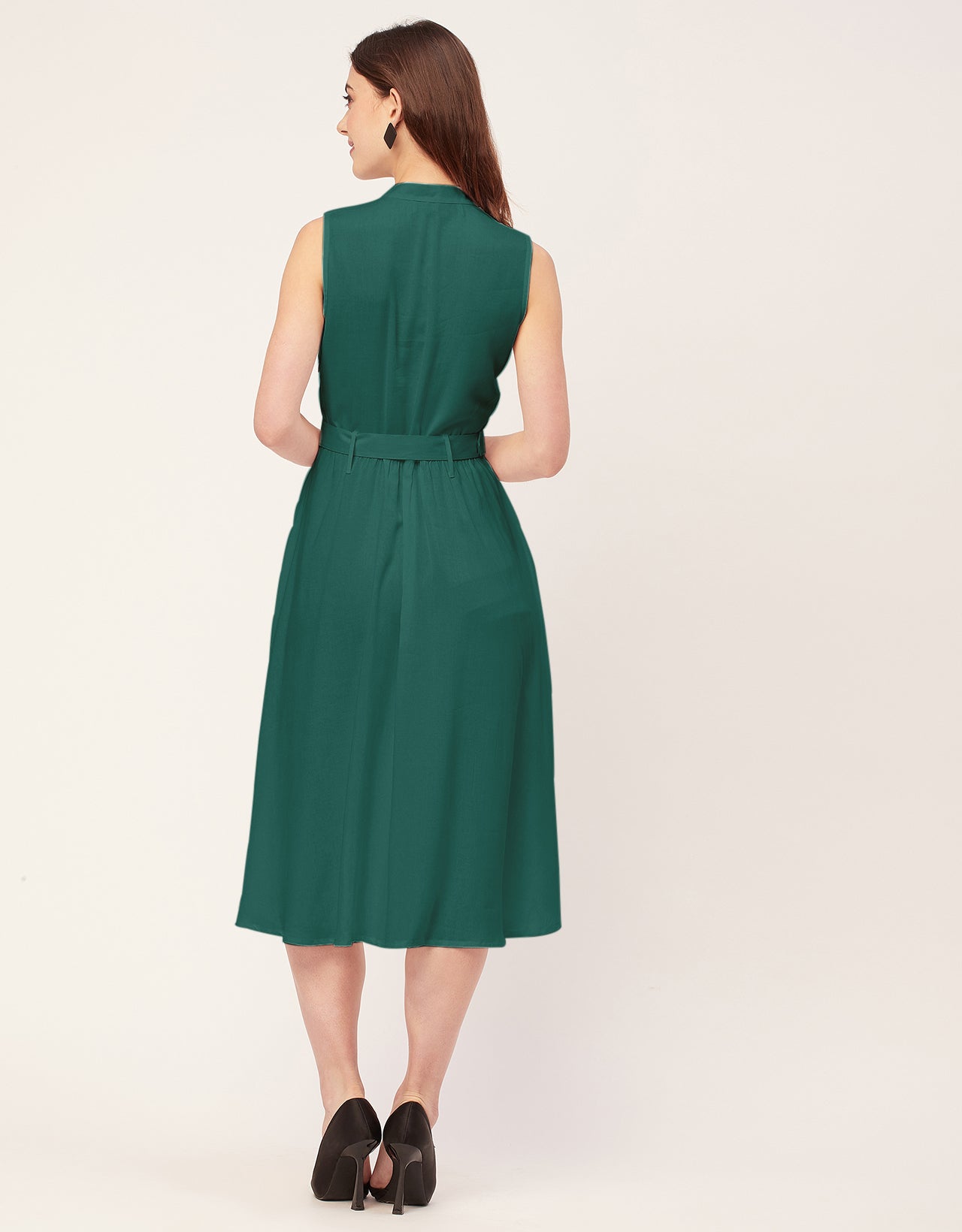 Sleeveless Mandarin Collar Rayon Dress
