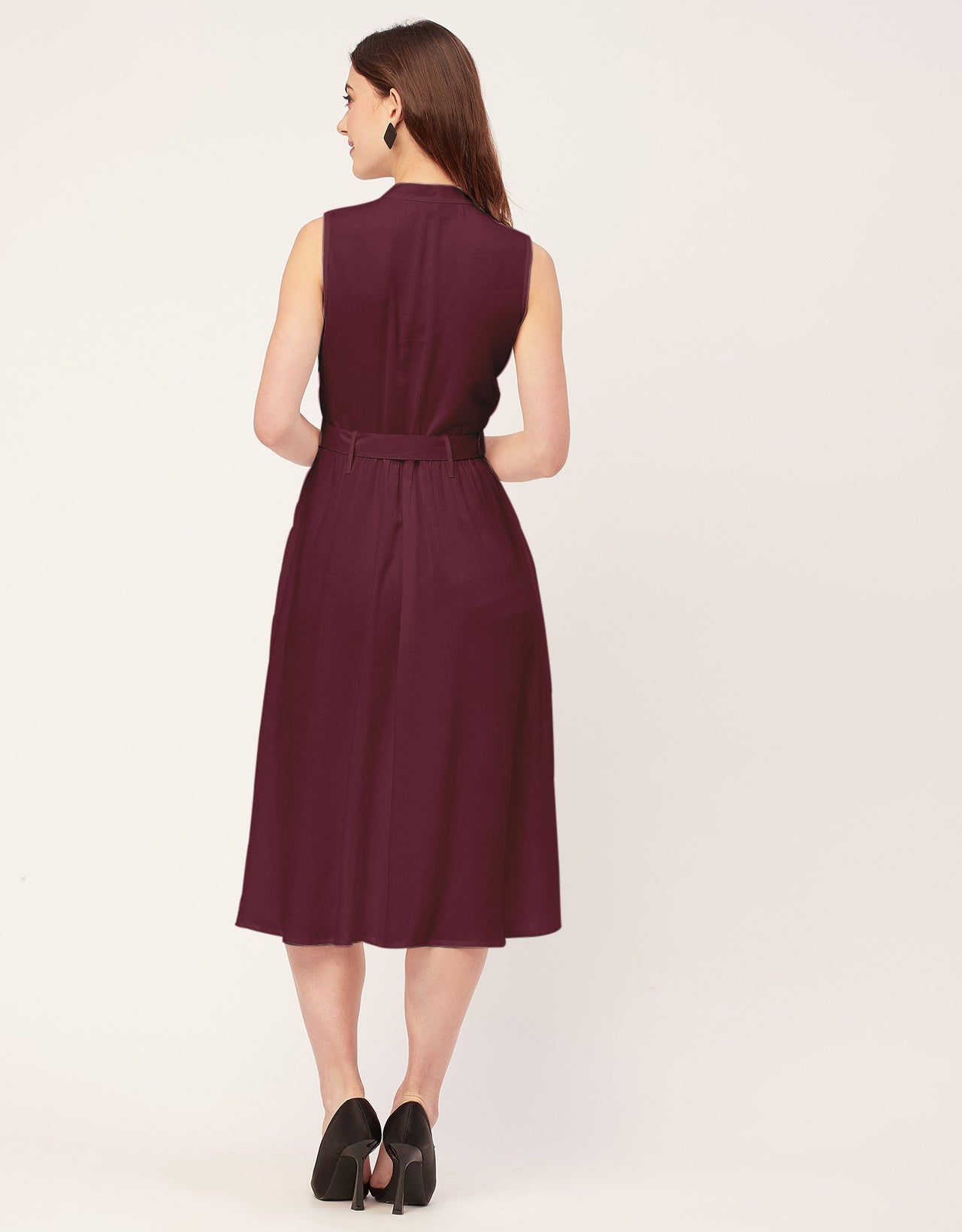 Sleeveless Mandarin Collar Rayon Dress