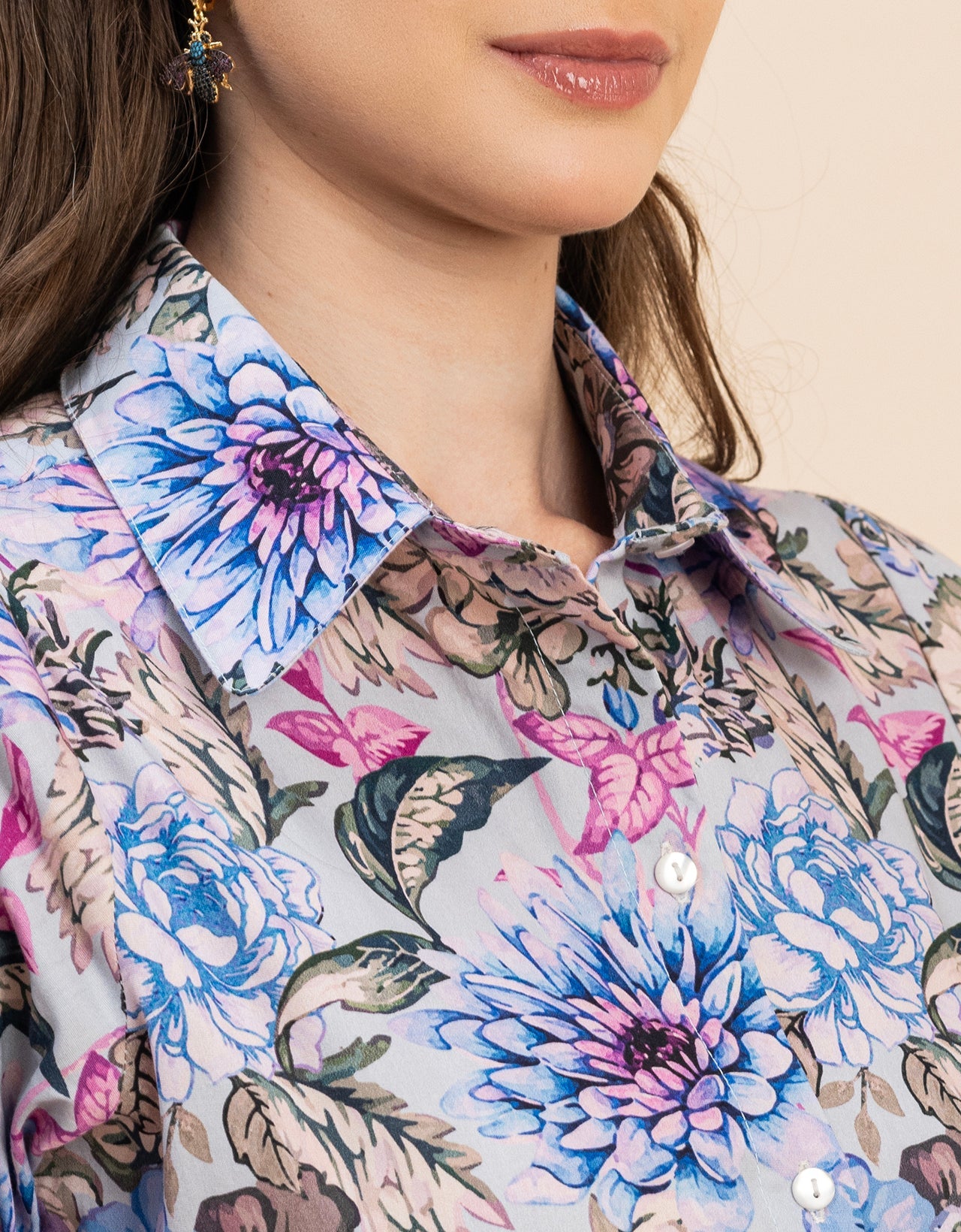 Short Sleeves Spread Collar Flared Cotton Dress