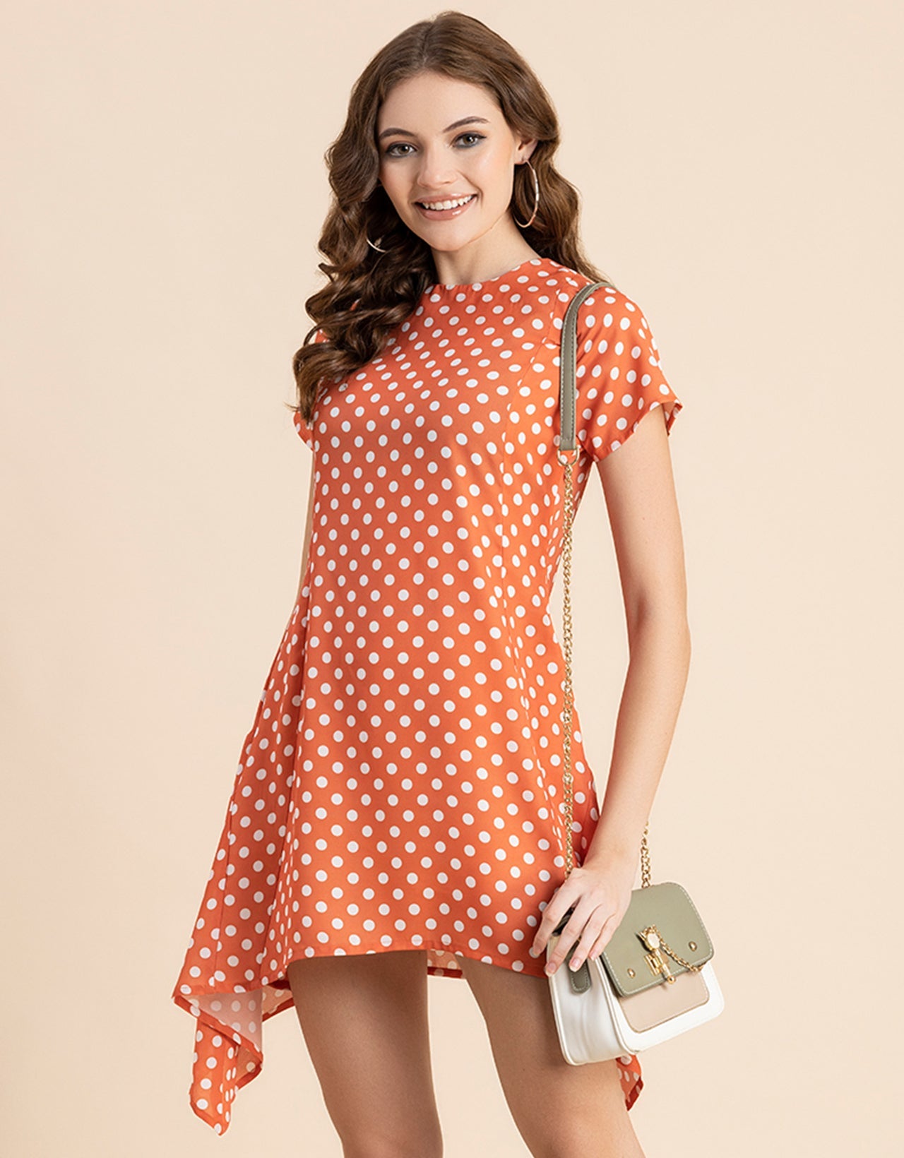 Stylish Printed Georgette Asymmetric Dress