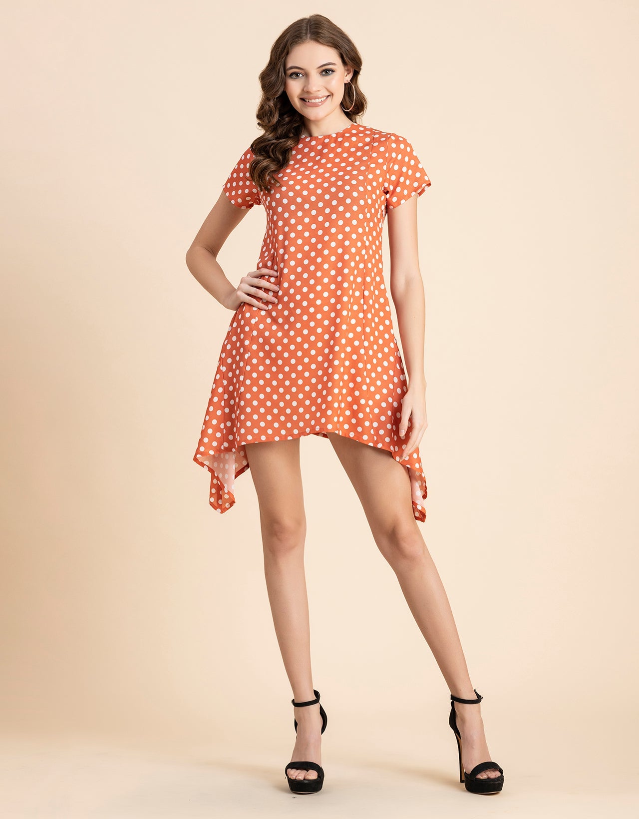 Stylish Printed Georgette Asymmetric Dress