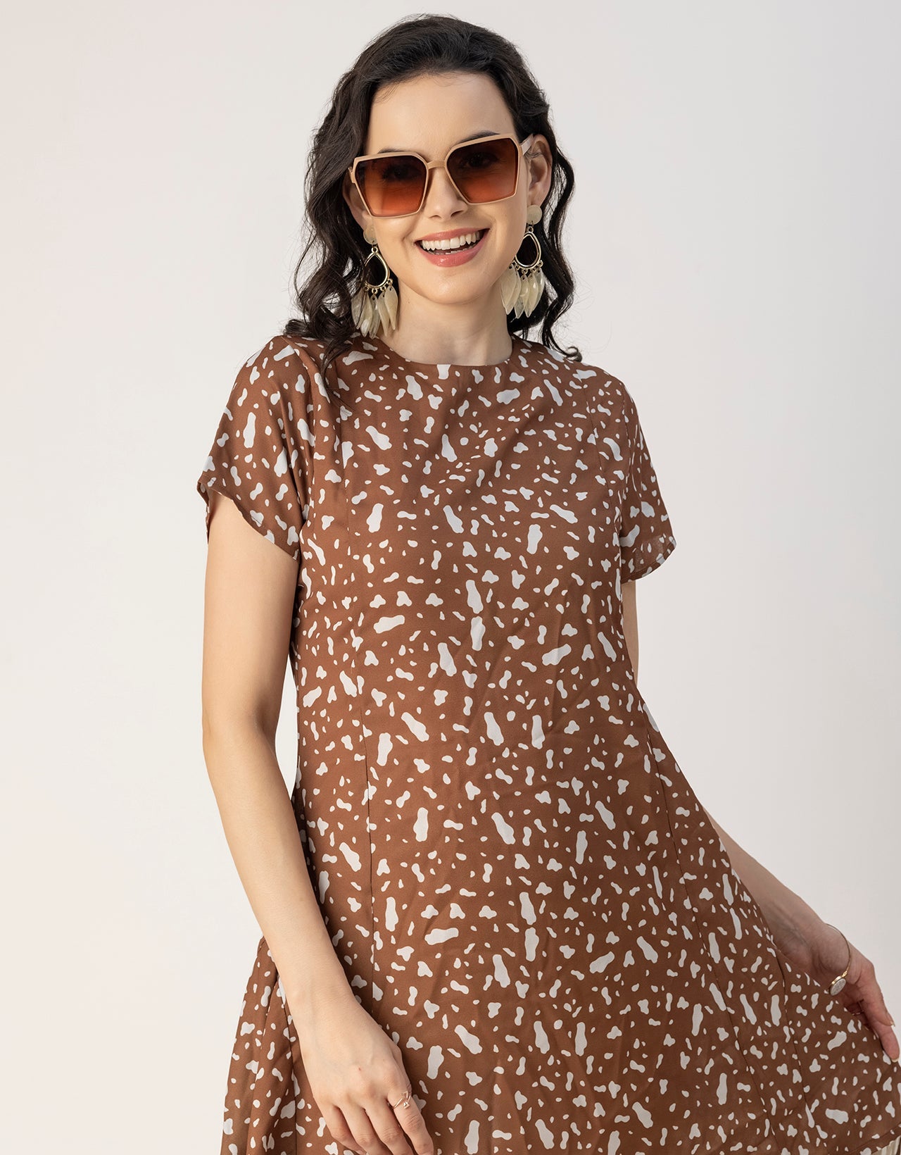 Stylish Printed Georgette Asymmetric Dress