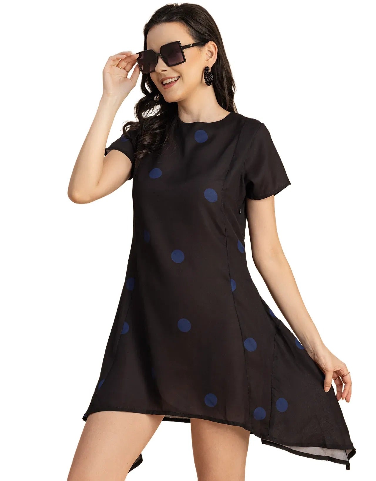 Stylish Printed Georgette Asymmetric Dress