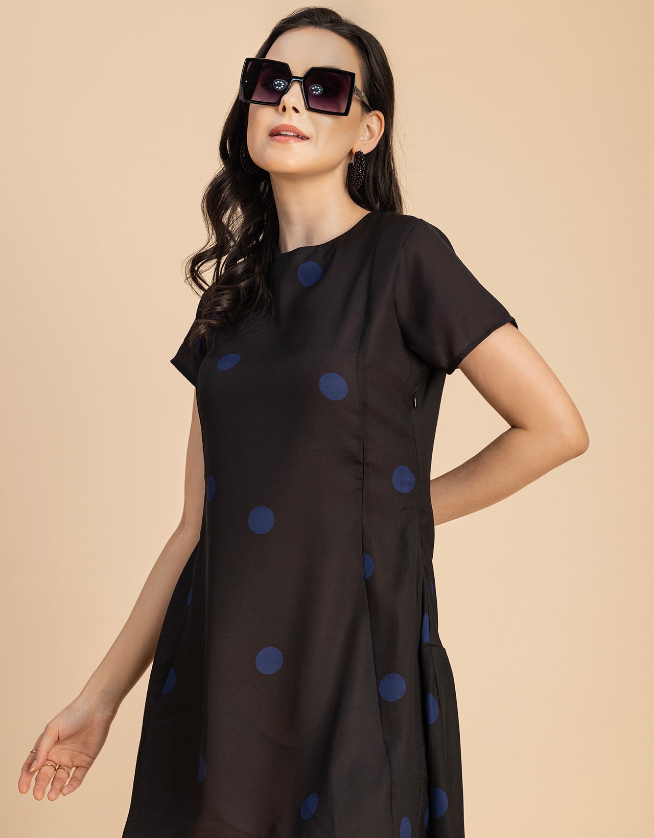 Stylish Printed Georgette Asymmetric Dress