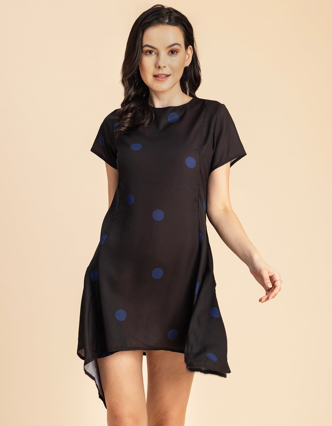 Stylish Printed Georgette Asymmetric Dress