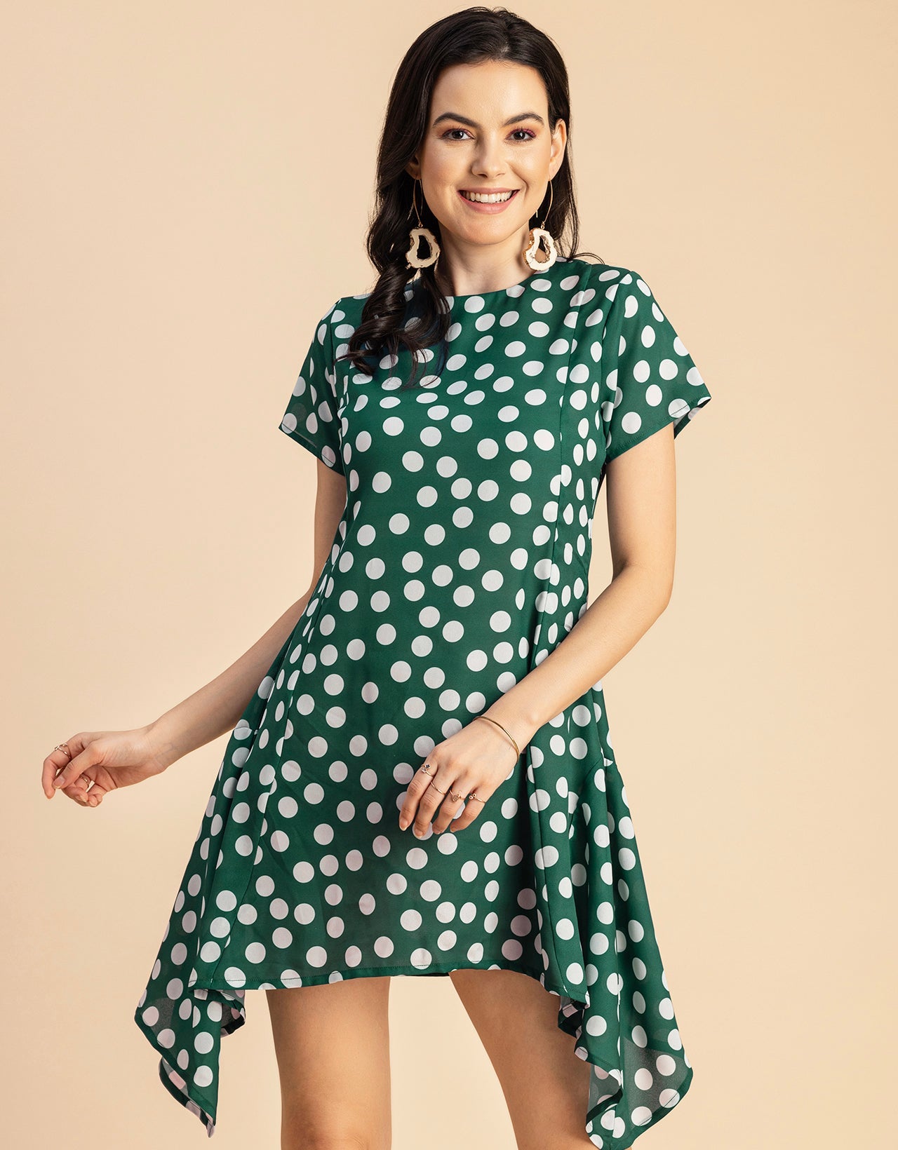 Stylish Printed Georgette Asymmetric Dress