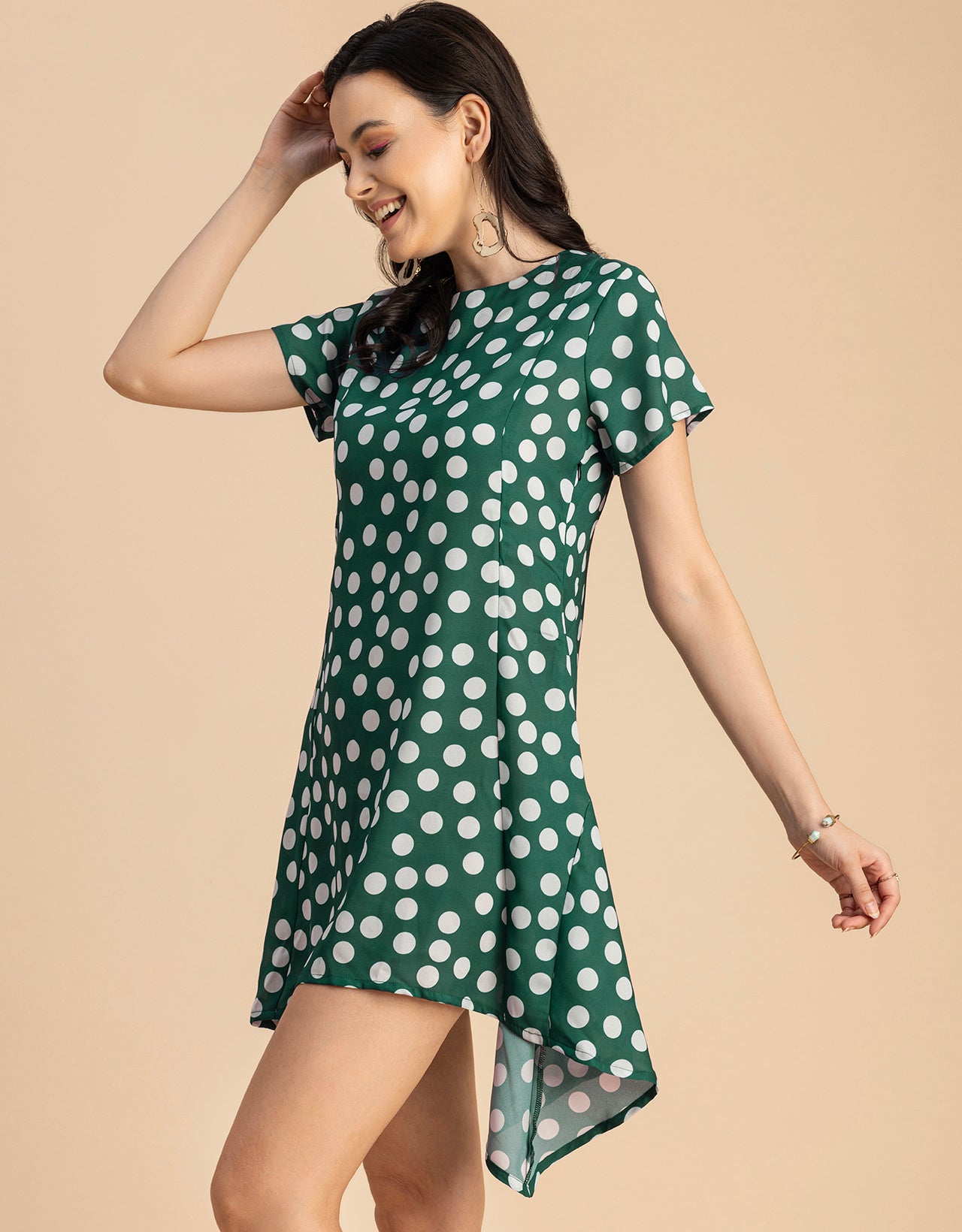 Stylish Printed Georgette Asymmetric Dress