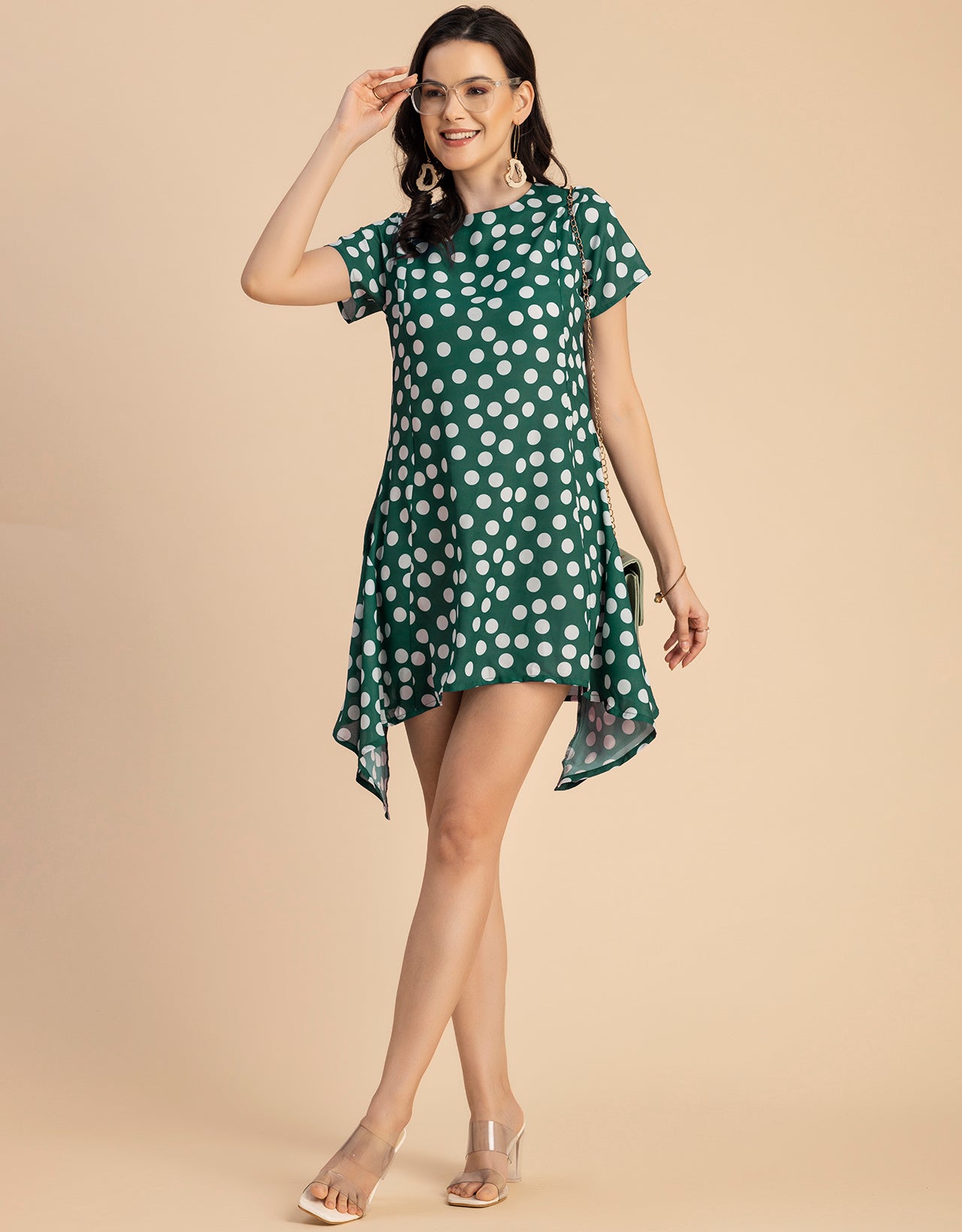 Stylish Printed Georgette Asymmetric Dress