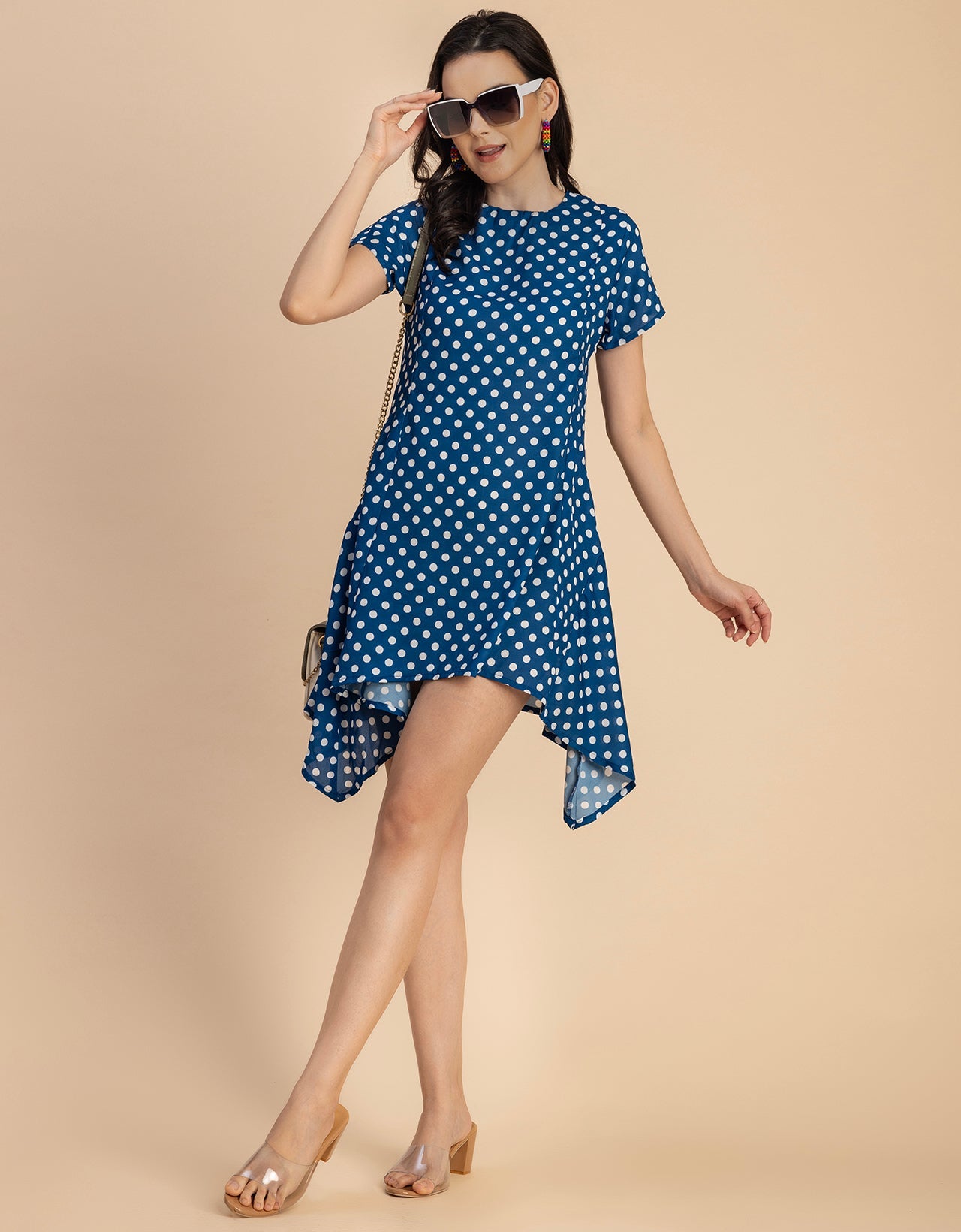 Stylish Printed Georgette Asymmetric Dress