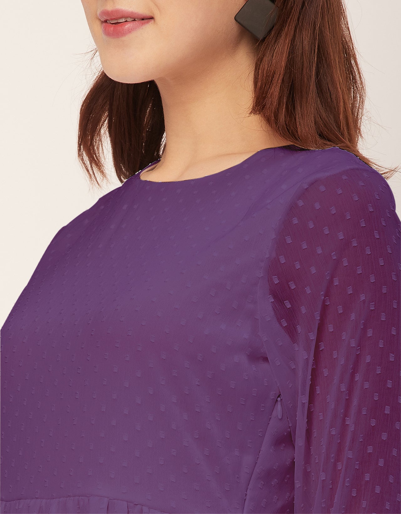 Round Neck Tiered Solid Georgette Dress