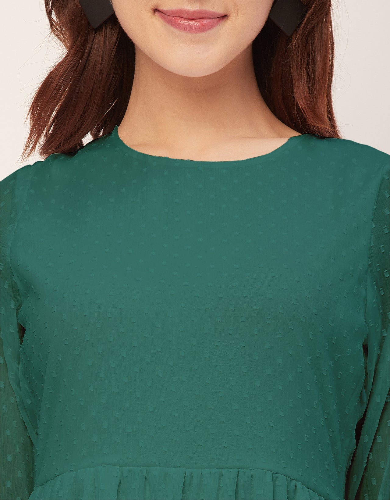 Round Neck Tiered Solid Georgette Dress
