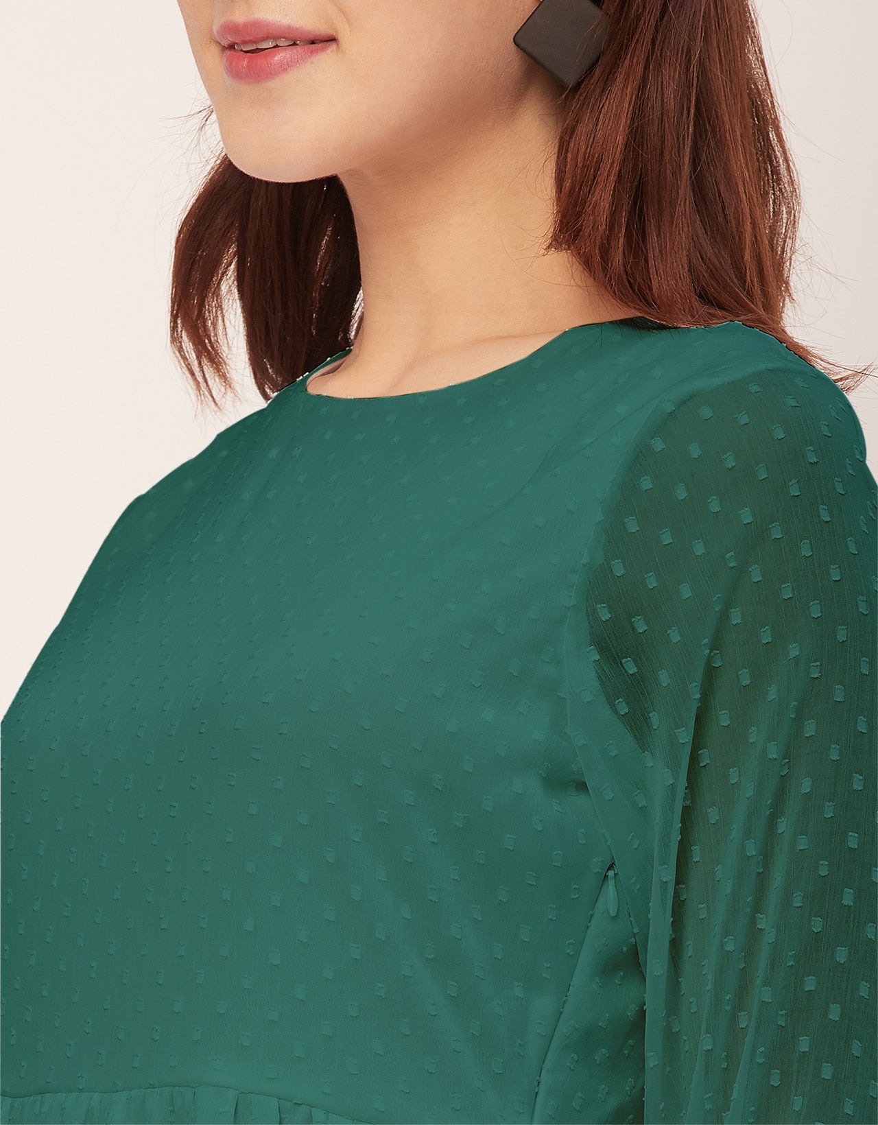Round Neck Tiered Solid Georgette Dress