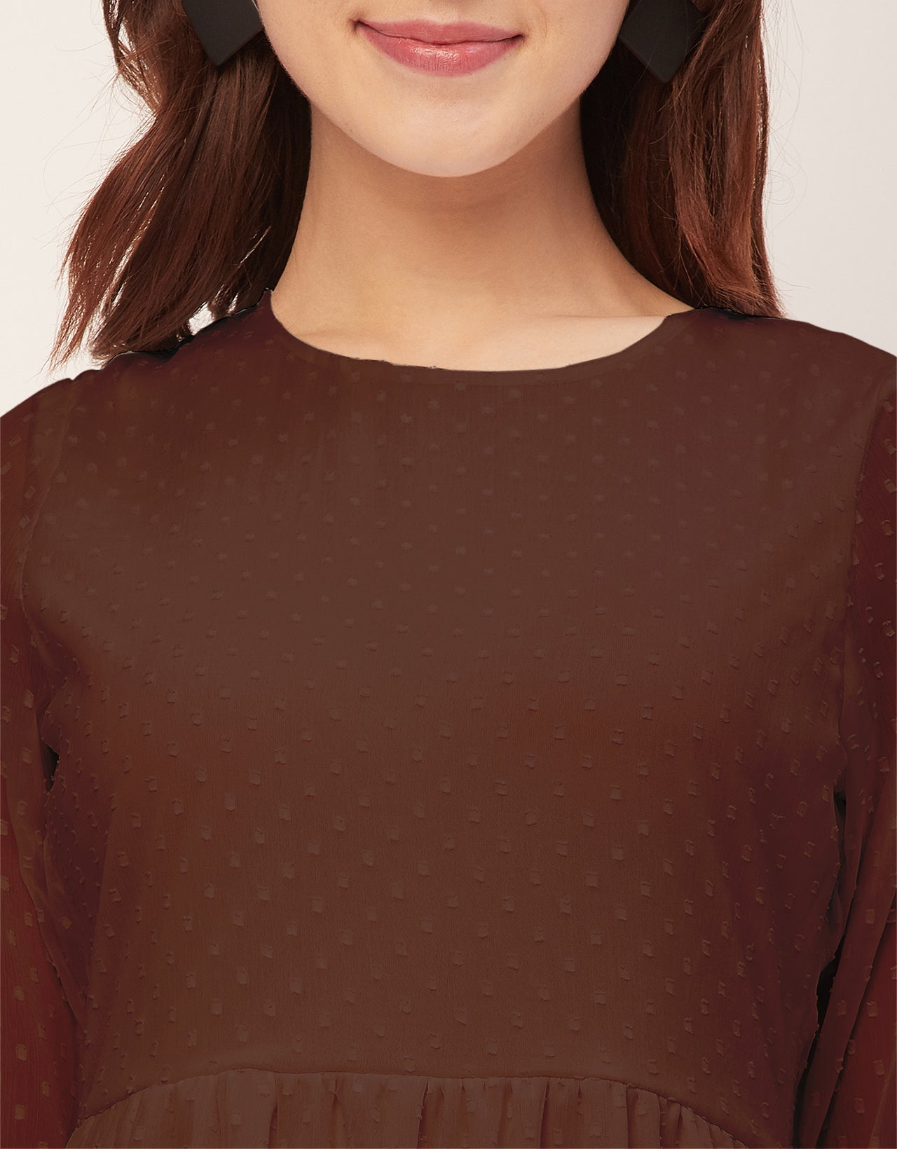 Round Neck Tiered Solid Georgette Dress