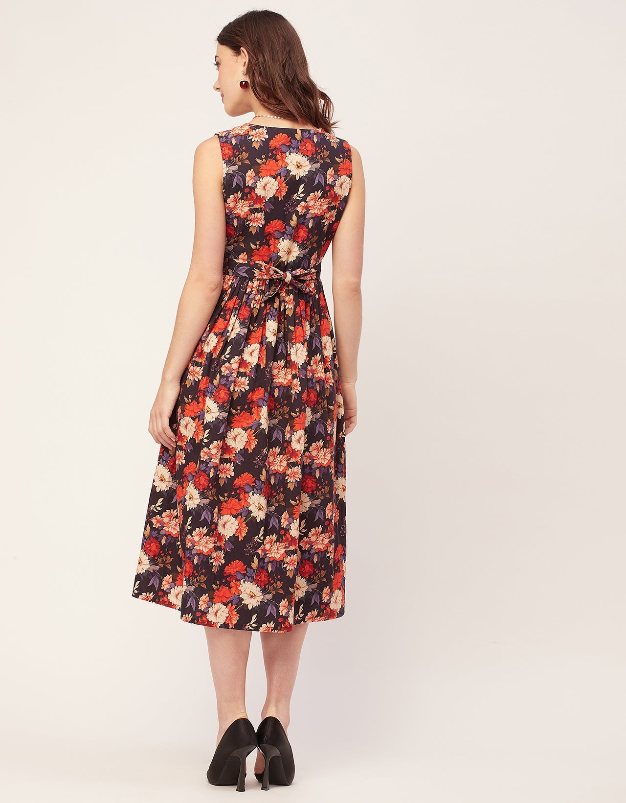 Sleeveless Sweetheart Neck Flared Cotton Dress