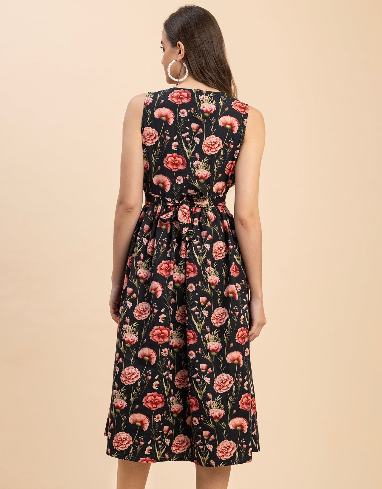 Sleeveless Sweetheart Neck Flared Cotton Dress