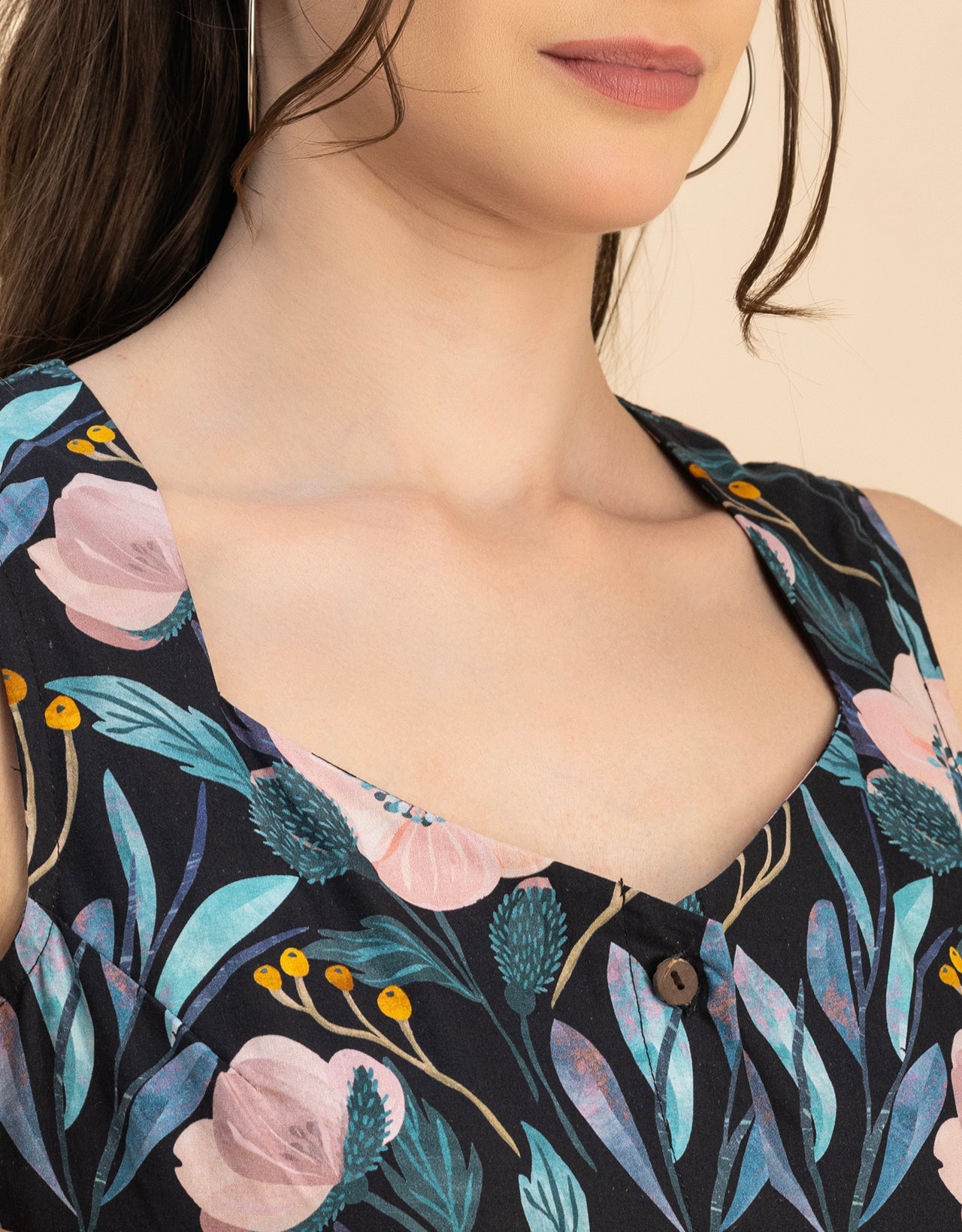 Sleeveless Sweetheart Neck Flared Cotton Dress