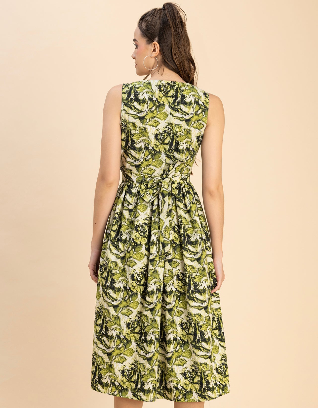 Sleeveless Sweetheart Neck Flared Cotton Dress
