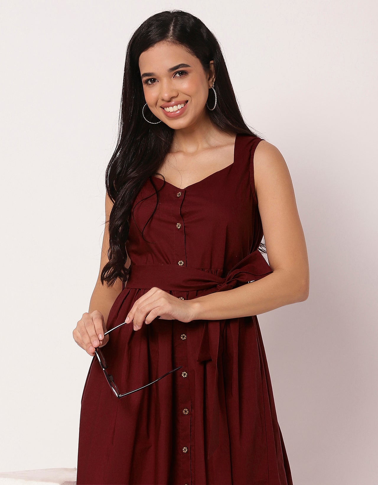 Sleeveless Sweetheart Neck Flared Cotton Dress