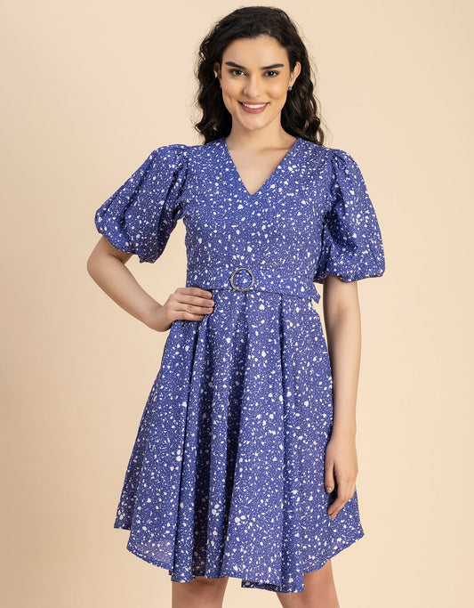 Short Sleeves V Neck Cotton Dress