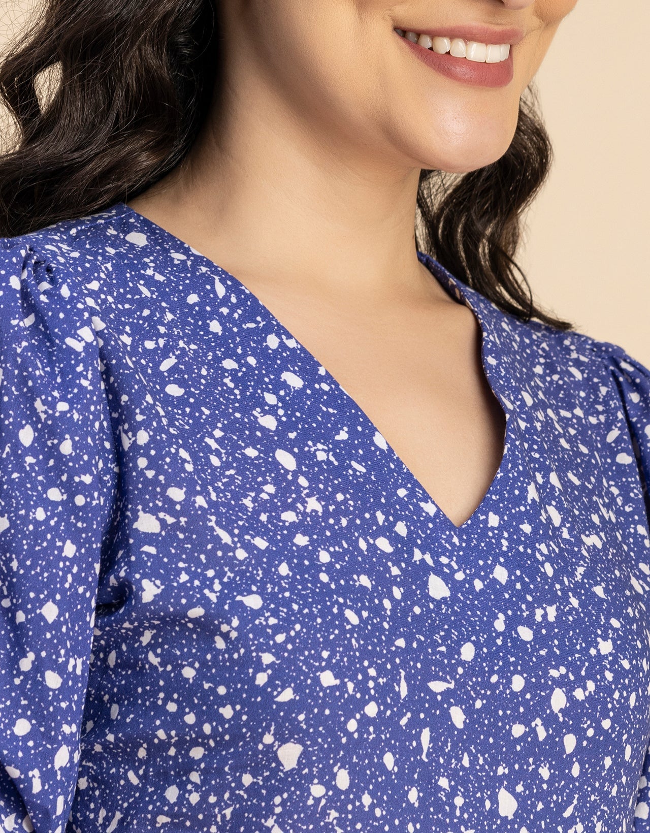 Short Sleeves V Neck Cotton Dress