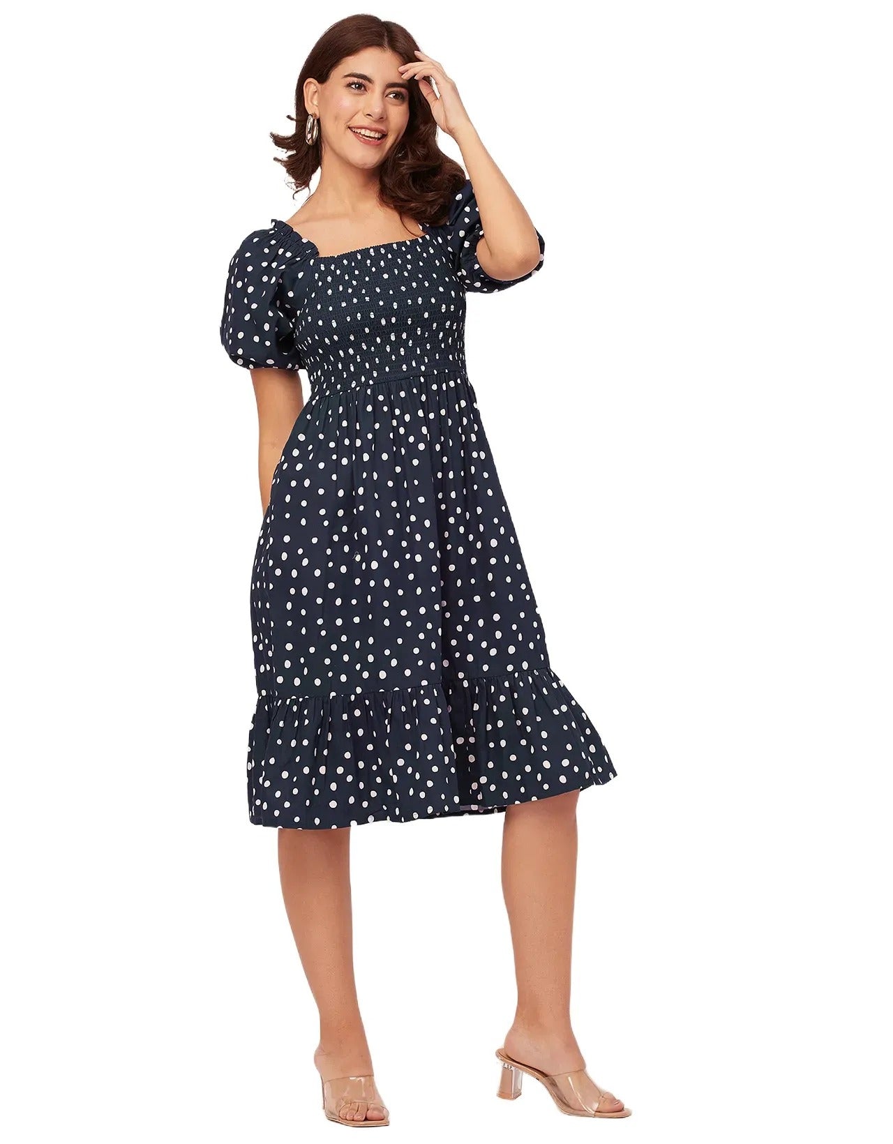 Printed Cotton Fit And Flare Dress - Cute Casual Dress