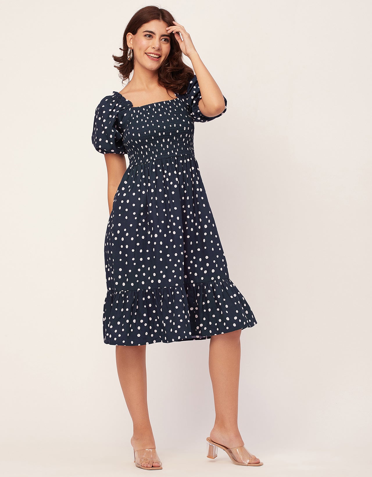 Printed Cotton Fit And Flare Dress - Cute Casual Dress