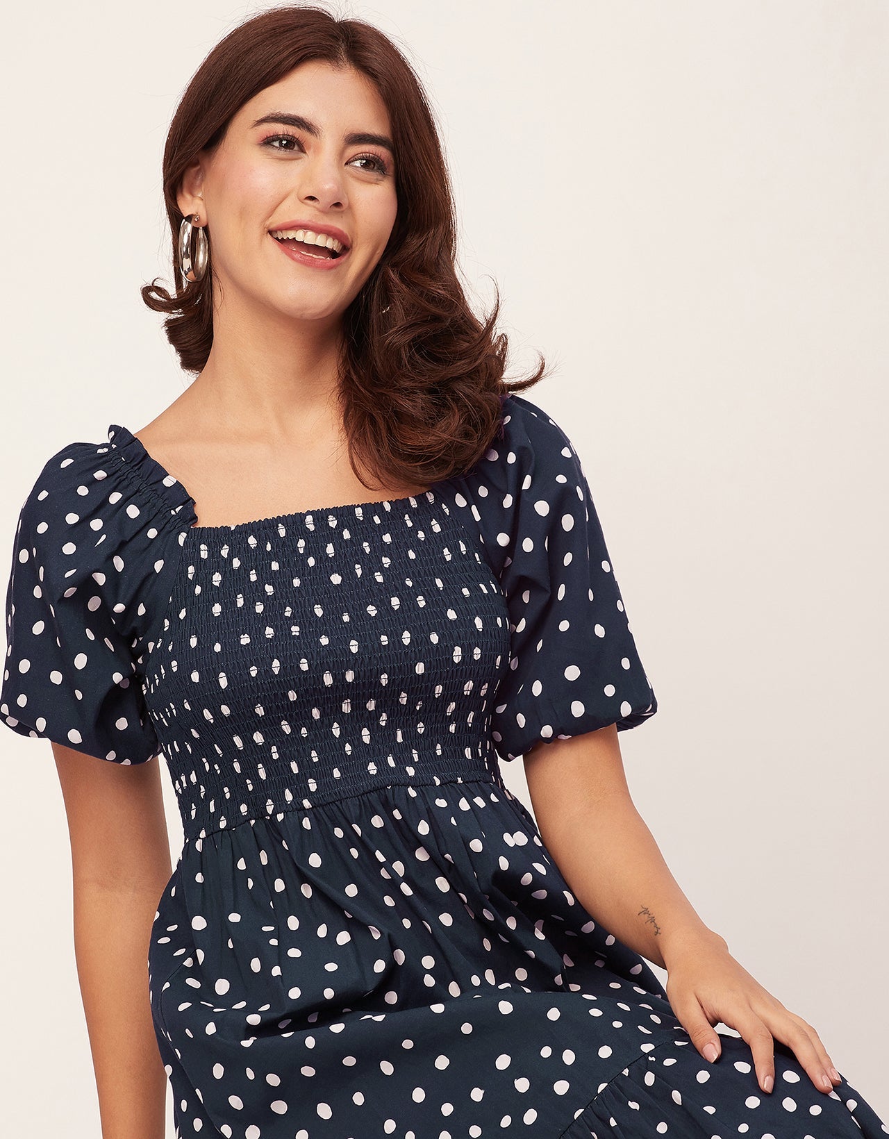 Printed Cotton Fit And Flare Dress - Cute Casual Dress