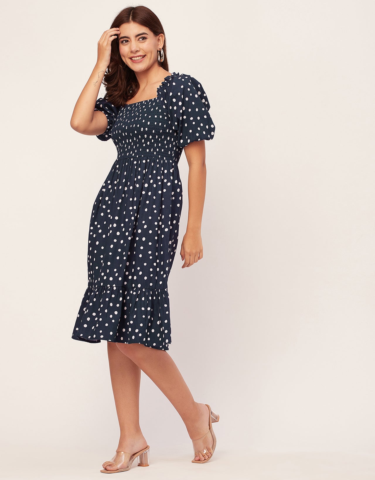 Printed Cotton Fit And Flare Dress - Cute Casual Dress