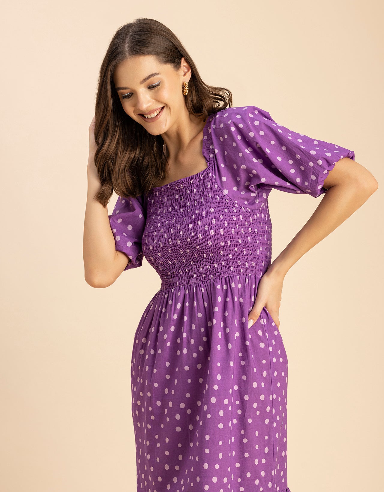 Printed Cotton Fit And Flare Dress - Cute Casual Dress