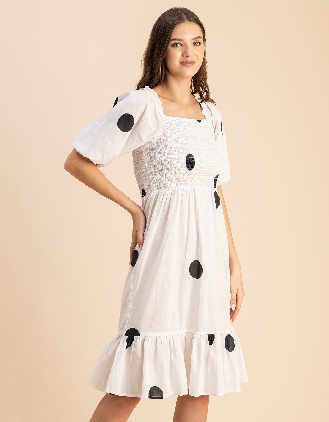 Printed Cotton Fit And Flare Dress - Cute Casual Dress