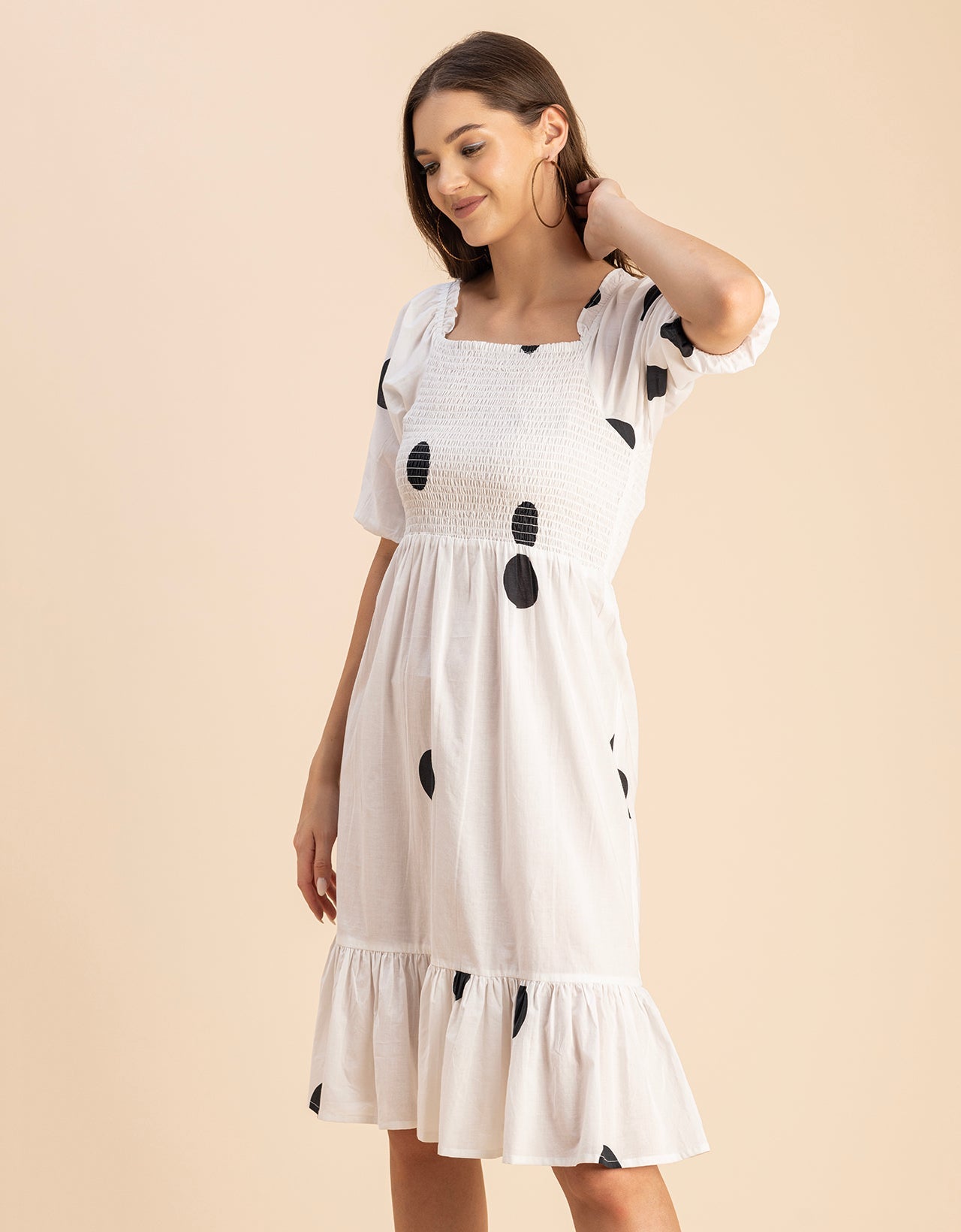Printed Cotton Fit And Flare Dress - Cute Casual Dress