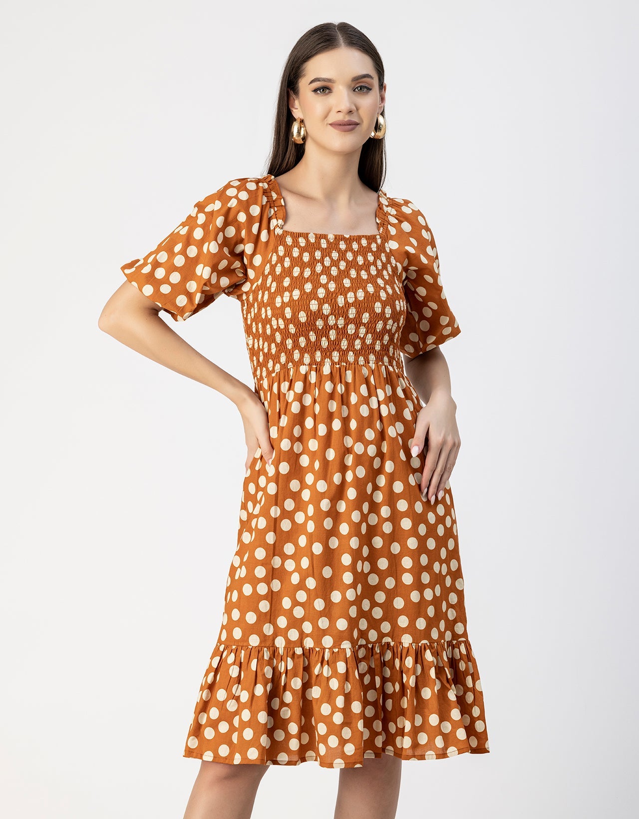 Printed Cotton Fit And Flare Dress - Cute Casual Dress
