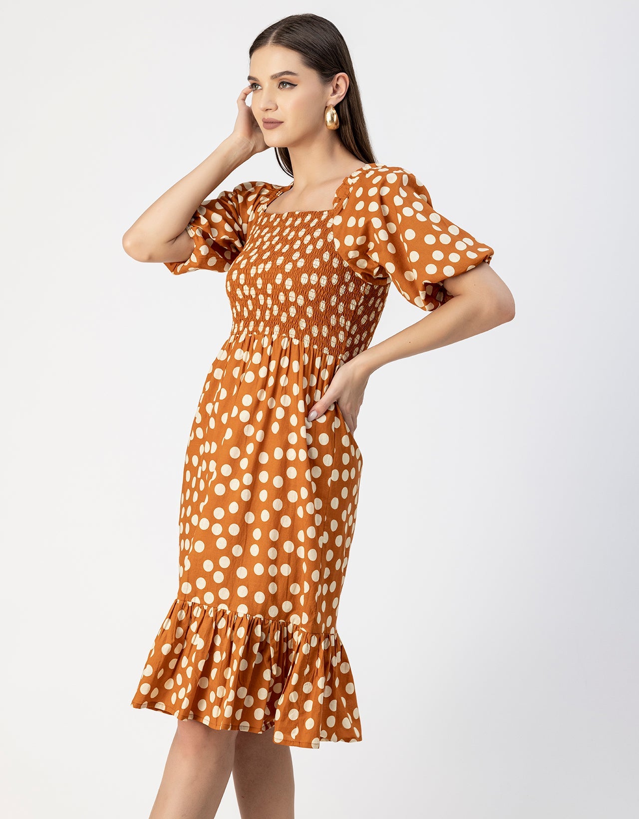 Printed Cotton Fit And Flare Dress - Cute Casual Dress